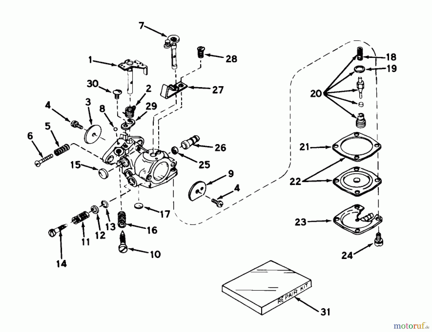 Toro Neu Snow Blowers/Snow Throwers Seite 1 31502 - Toro Snow Pup, 1972 (2000001-2999999) CARBURETOR MODEL NO. 631394
