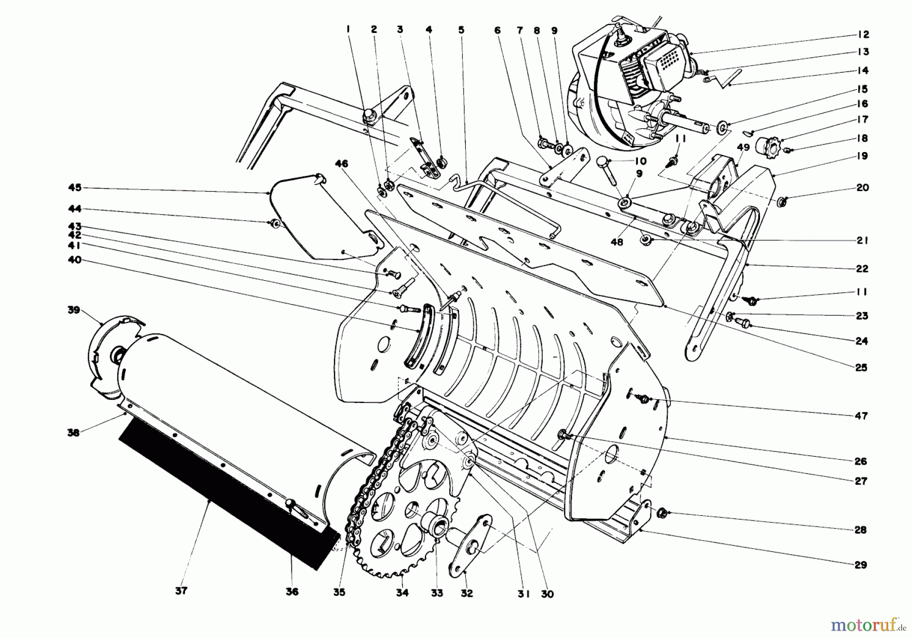 Toro Neu Snow Blowers/Snow Throwers Seite 1 31502 - Toro Snow Pup, 1972 (2000001-2999999) LOWER MAIN FRAME