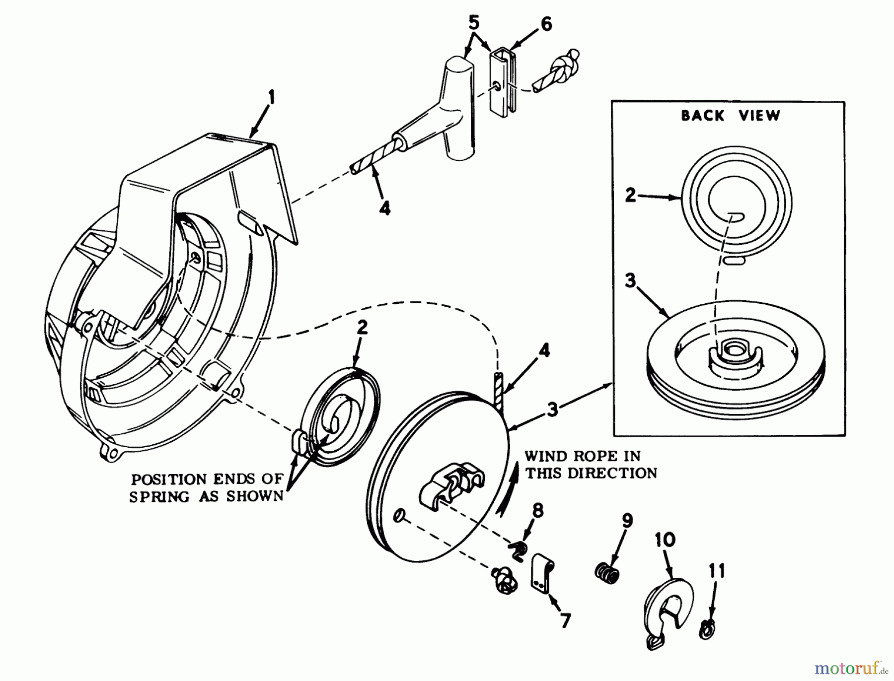 Toro Neu Snow Blowers/Snow Throwers Seite 1 31502 - Toro Snow Pup, 1972 (2000001-2999999) SHROUD AND REWIND STARTER MODEL NO. 590398B