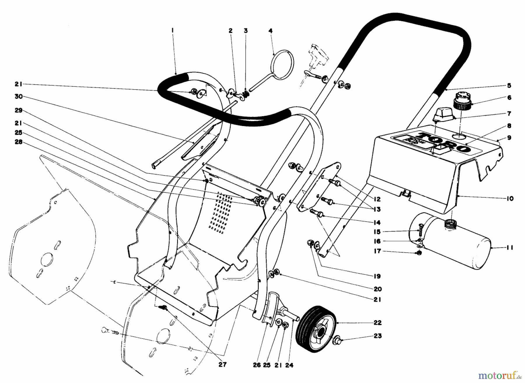 Toro Neu Snow Blowers/Snow Throwers Seite 1 31502 - Toro Snow Pup, 1972 (2000001-2999999) UPPER MAIN FRAME