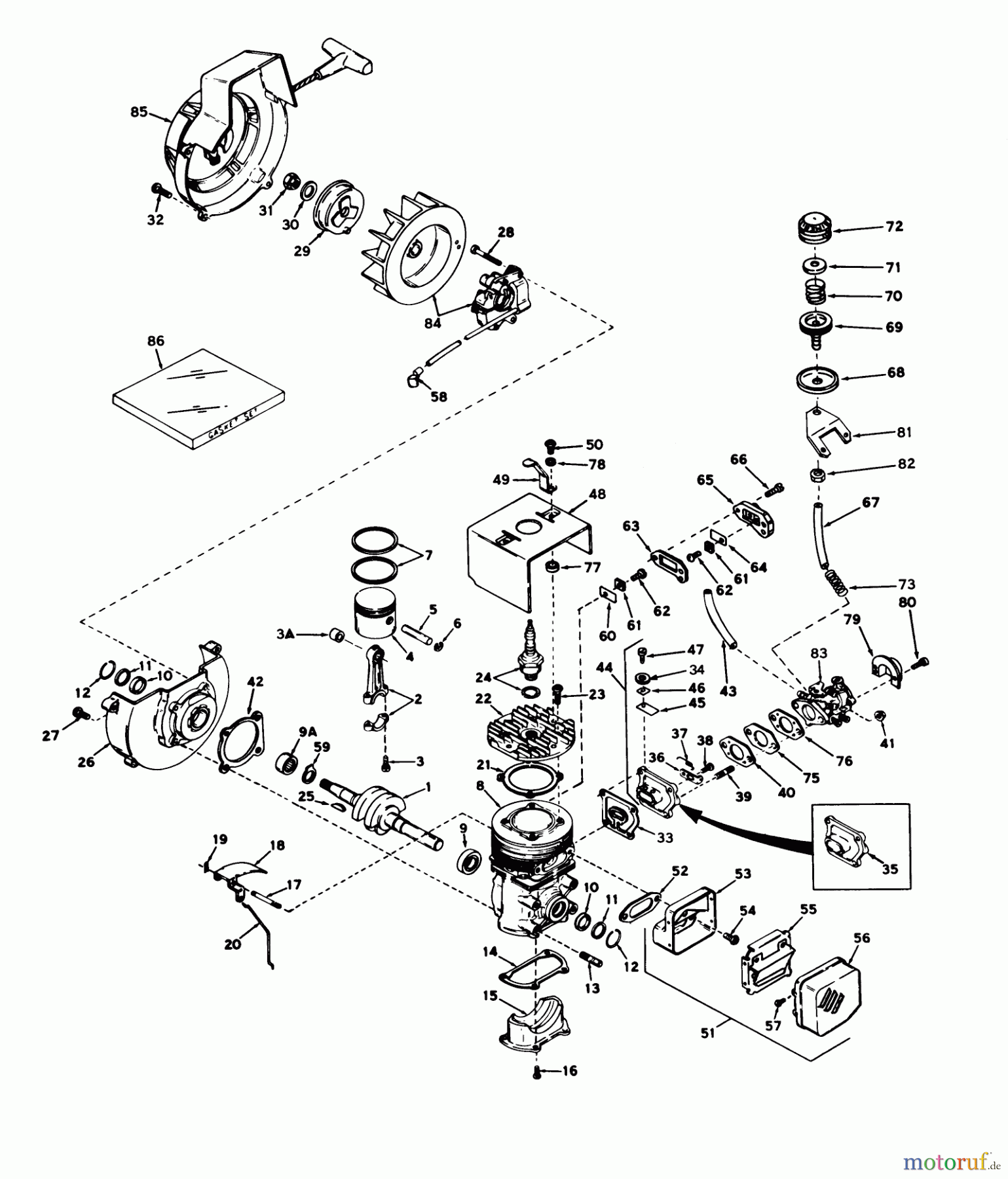 Toro Neu Snow Blowers/Snow Throwers Seite 1 31412 - Toro Snow Pup, 1974 (4000001-4999999) ENGINE ASSEMBLY ENGINE, MODEL NO. AH520, TYPE 1401G (14