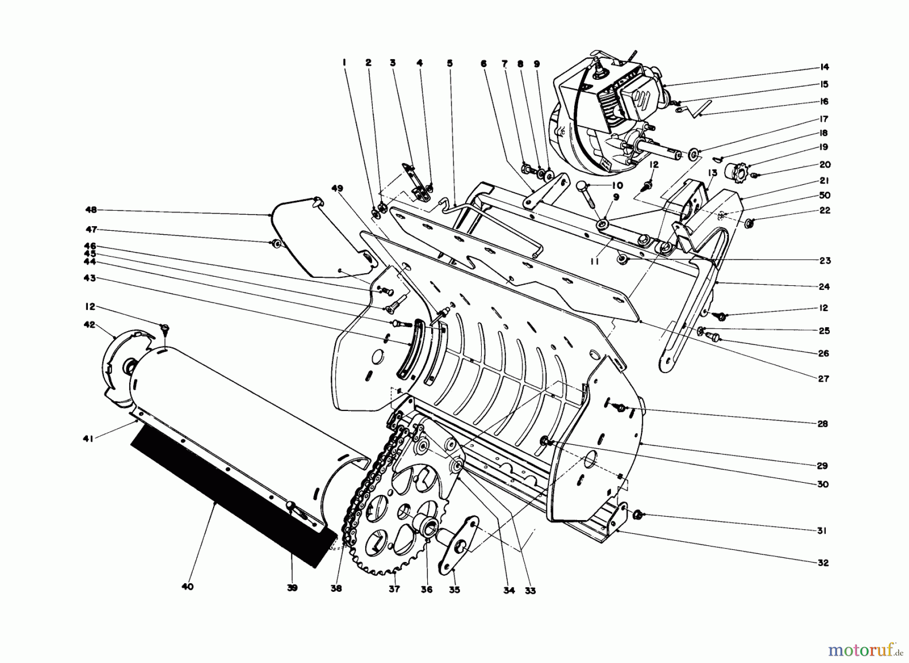 Toro Neu Snow Blowers/Snow Throwers Seite 1 31412 - Toro Snow Pup, 1974 (4000001-4999999) LOWER MAIN FRAME