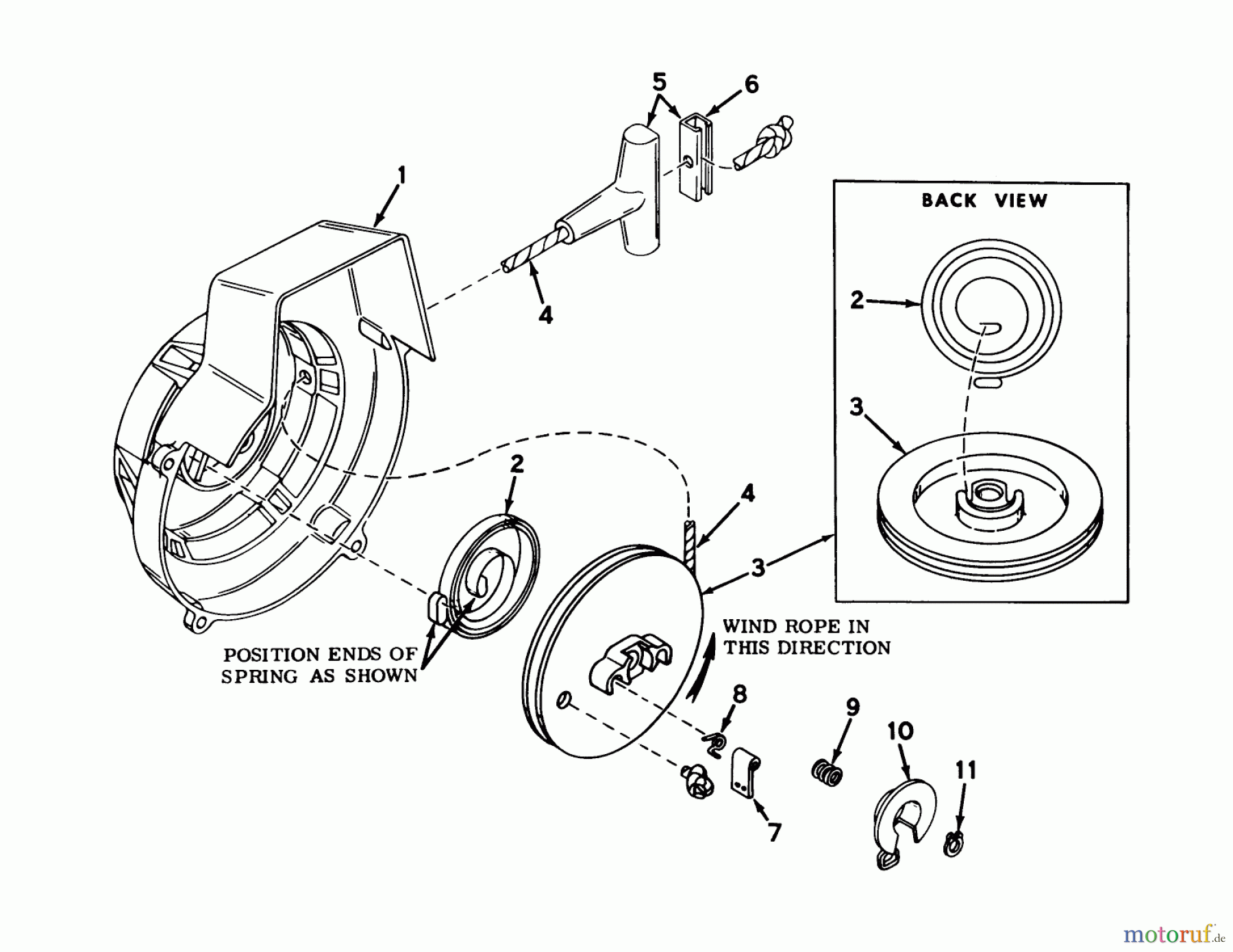  Toro Neu Snow Blowers/Snow Throwers Seite 1 31412 - Toro Snow Pup, 1974 (4000001-4999999) SHROUD AND REWIND STARTER NO. 590398B