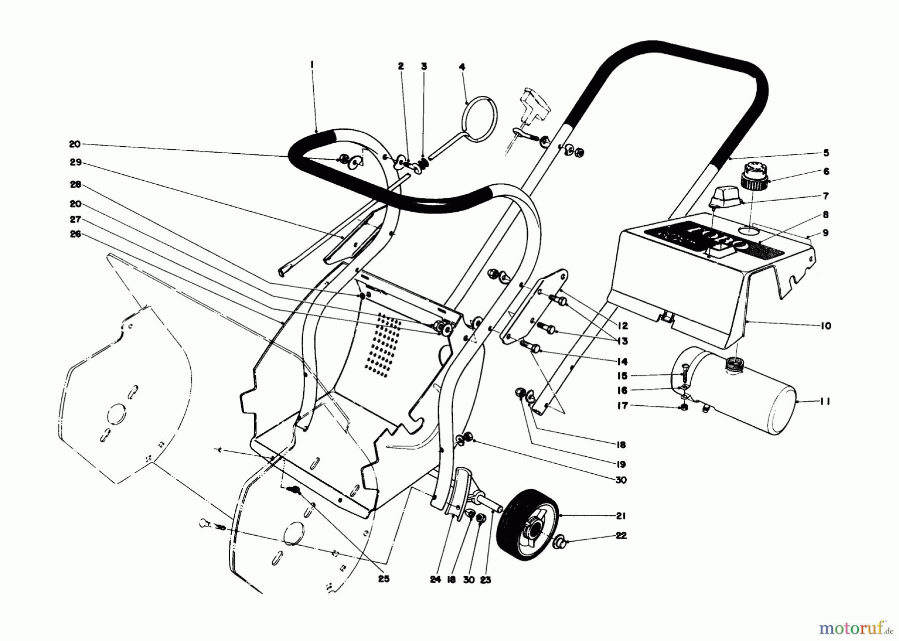 Toro Neu Snow Blowers/Snow Throwers Seite 1 31412 - Toro Snow Pup, 1974 (4000001-4999999) UPPER MAIN FRAME