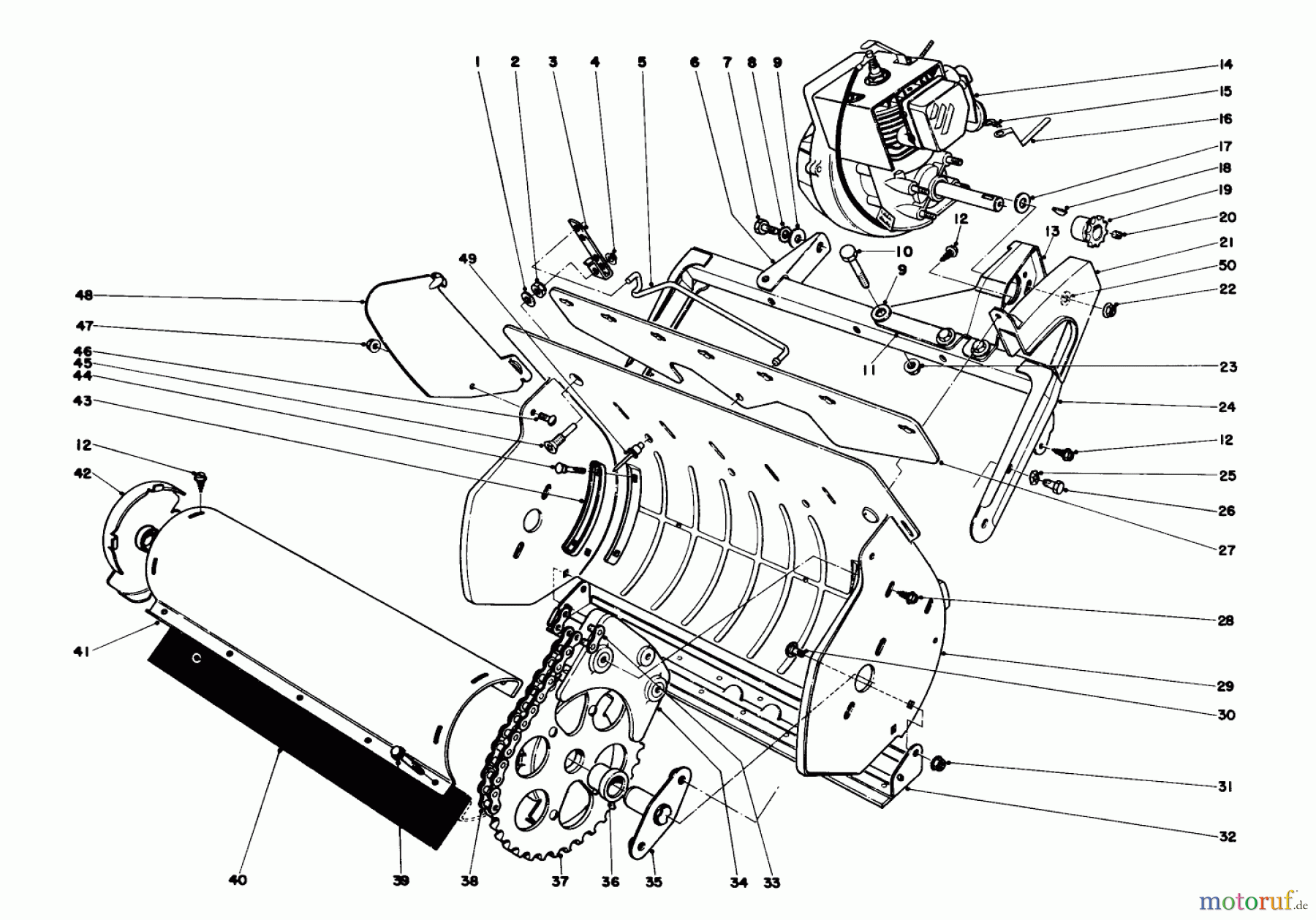  Toro Neu Snow Blowers/Snow Throwers Seite 1 31412 - Toro Snow Pup, 1975 (5000001-5999999) LOWER MAIN FRAME