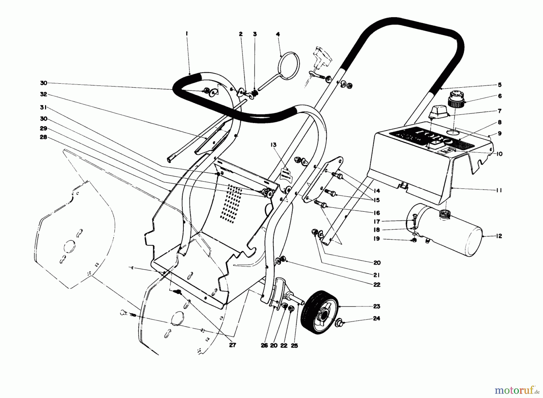  Toro Neu Snow Blowers/Snow Throwers Seite 1 31412 - Toro Snow Pup, 1975 (5000001-5999999) UPPER MAIN FRAME