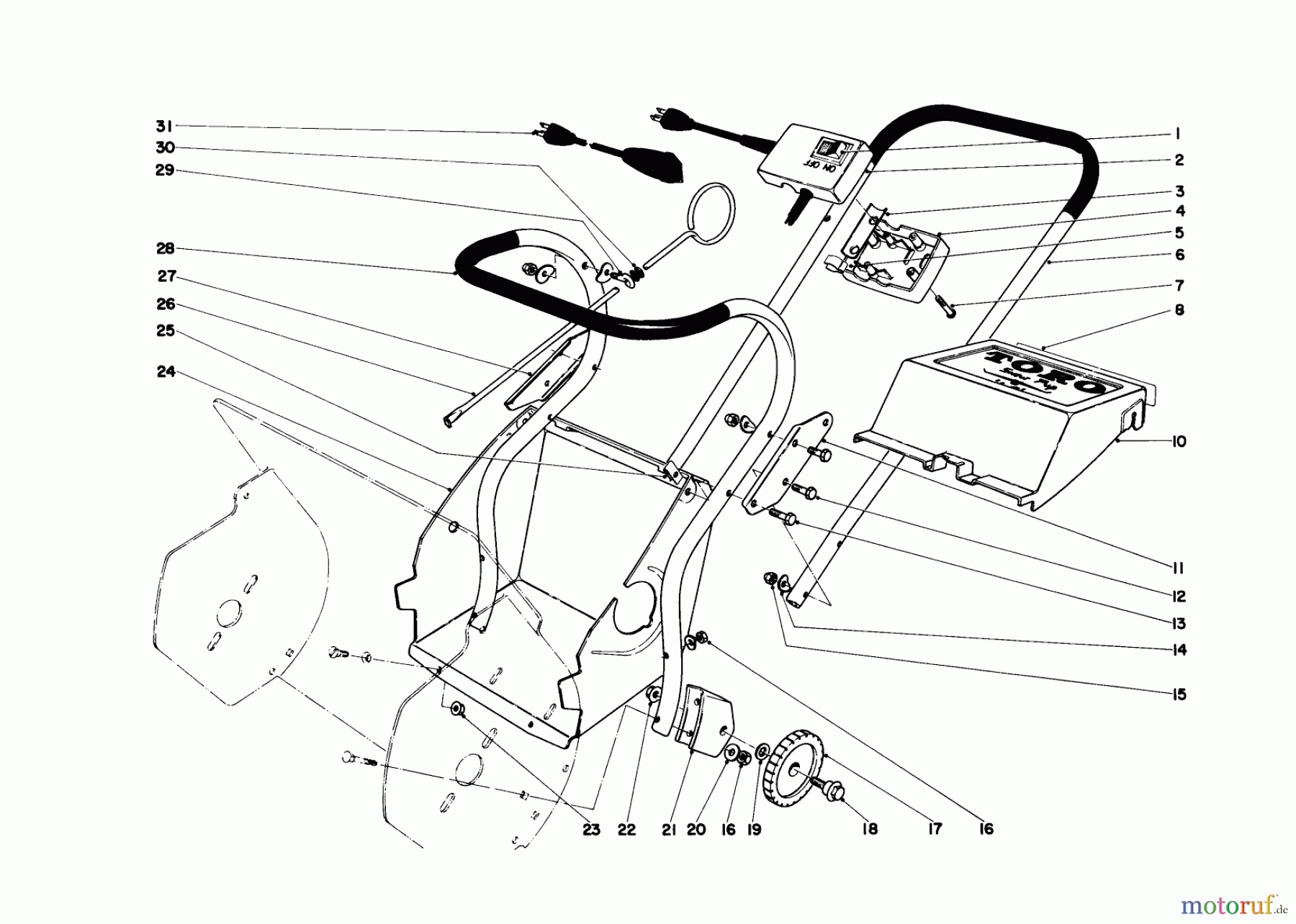  Toro Neu Snow Blowers/Snow Throwers Seite 1 31451 - Toro Snow Pup (electric), 1969 (9000001-9999999) UPPER MAIN FRAME
