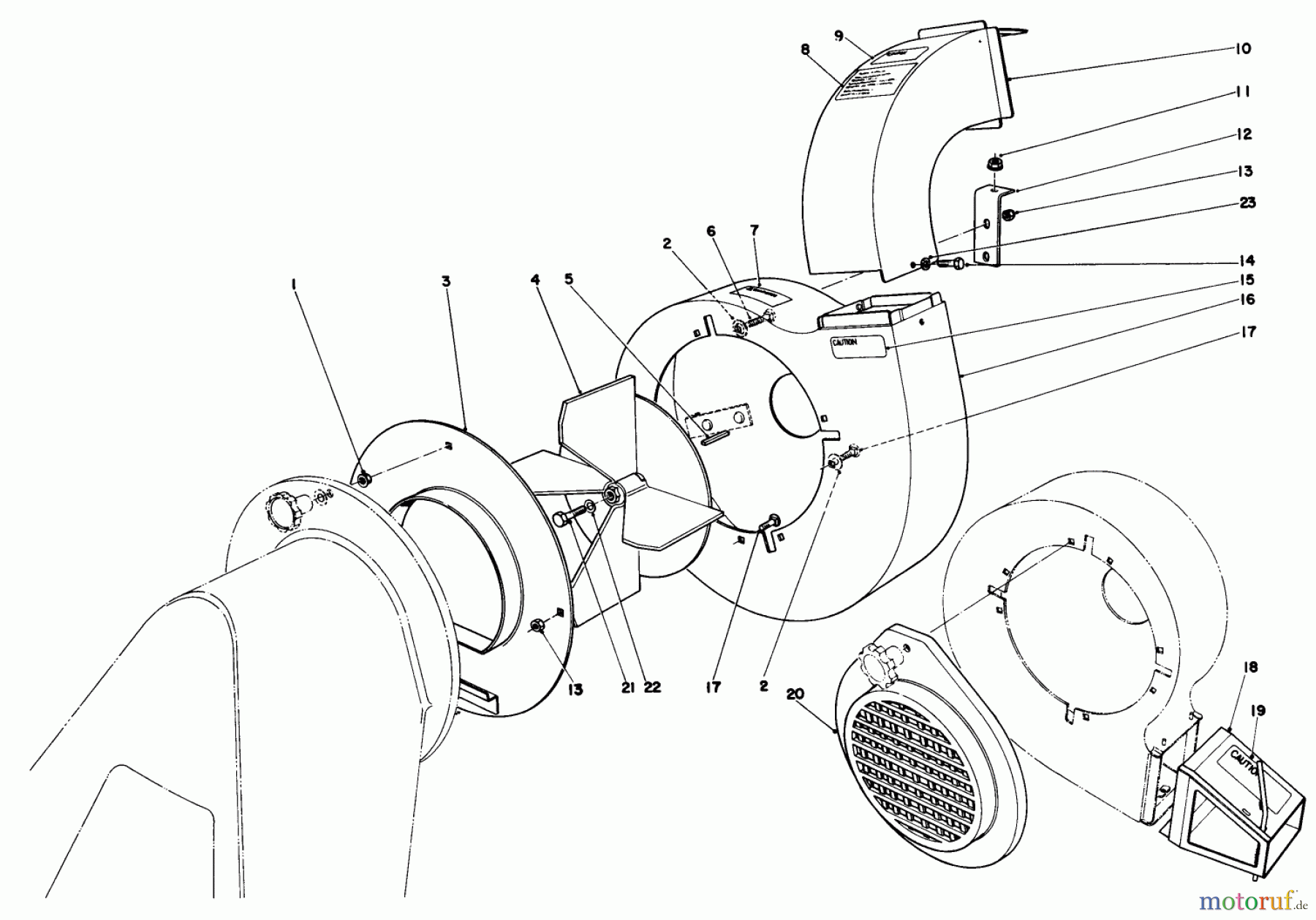 Toro Neu Blowers/Vacuums/Chippers/Shredders 62912 - Toro 5 hp Lawn Vacuum, 1992 (2000001-2999999) BLOWER ASSEMBLY (MODEL 62912 & 62923)