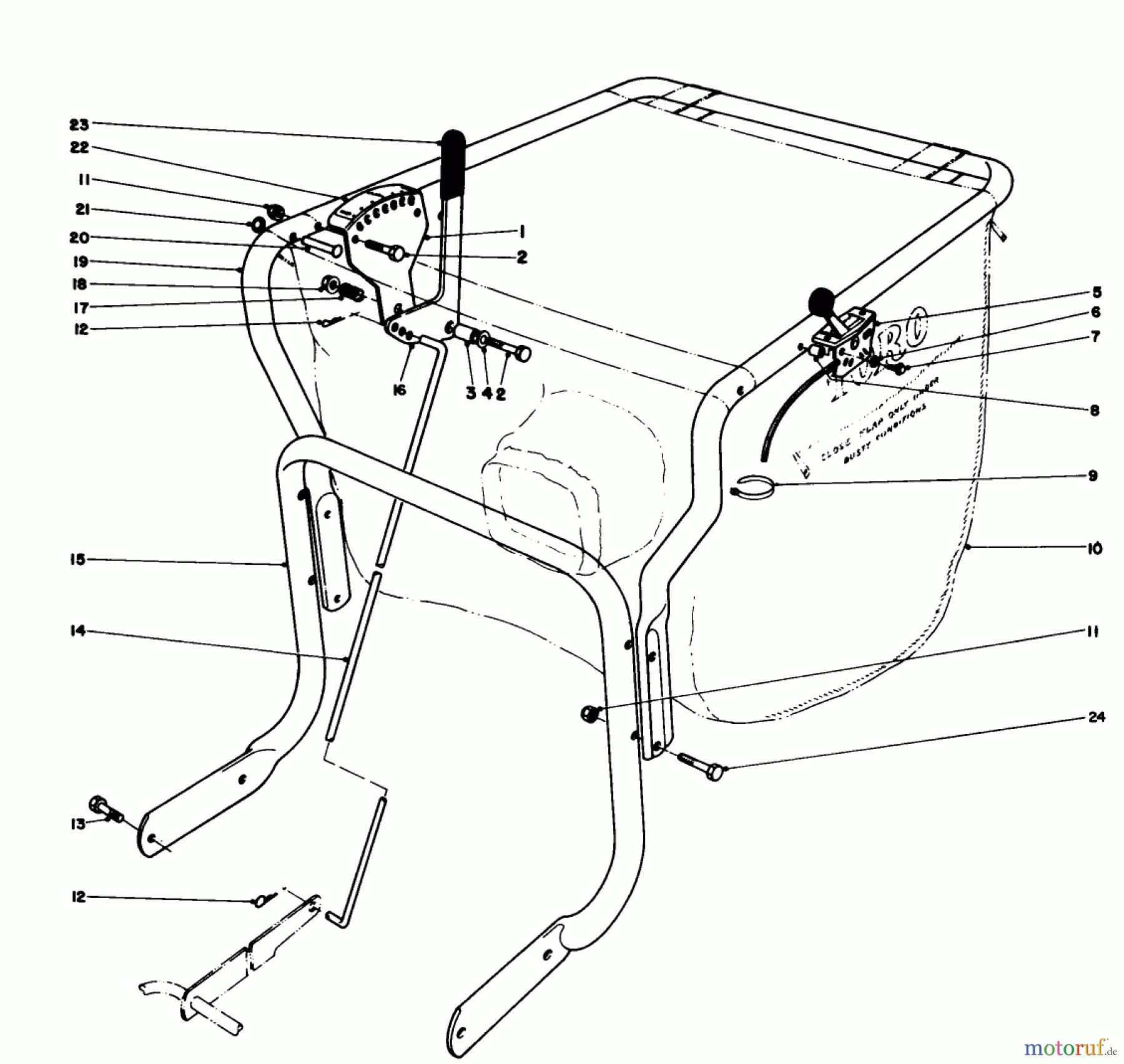Toro Neu Blowers/Vacuums/Chippers/Shredders 62912 - Toro 5 hp Lawn Vacuum, 1990 (0000001-0999999) CONTROL & HANDLE ASSEMBLY (MODEL 62912)