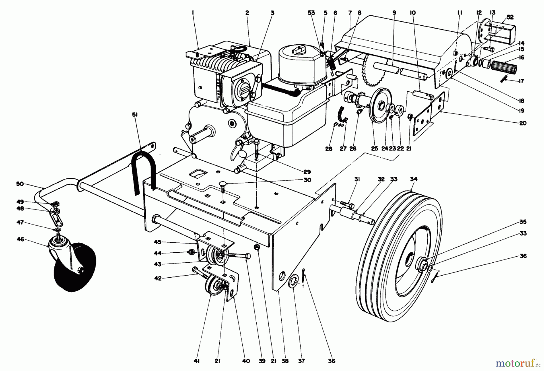 Toro Neu Blowers/Vacuums/Chippers/Shredders 62912 - Toro 5 hp Lawn Vacuum, 1990 (0000001-0999999) ENGINE & BASE ASSEMBLY (MODEL 62923 CONTINUED)