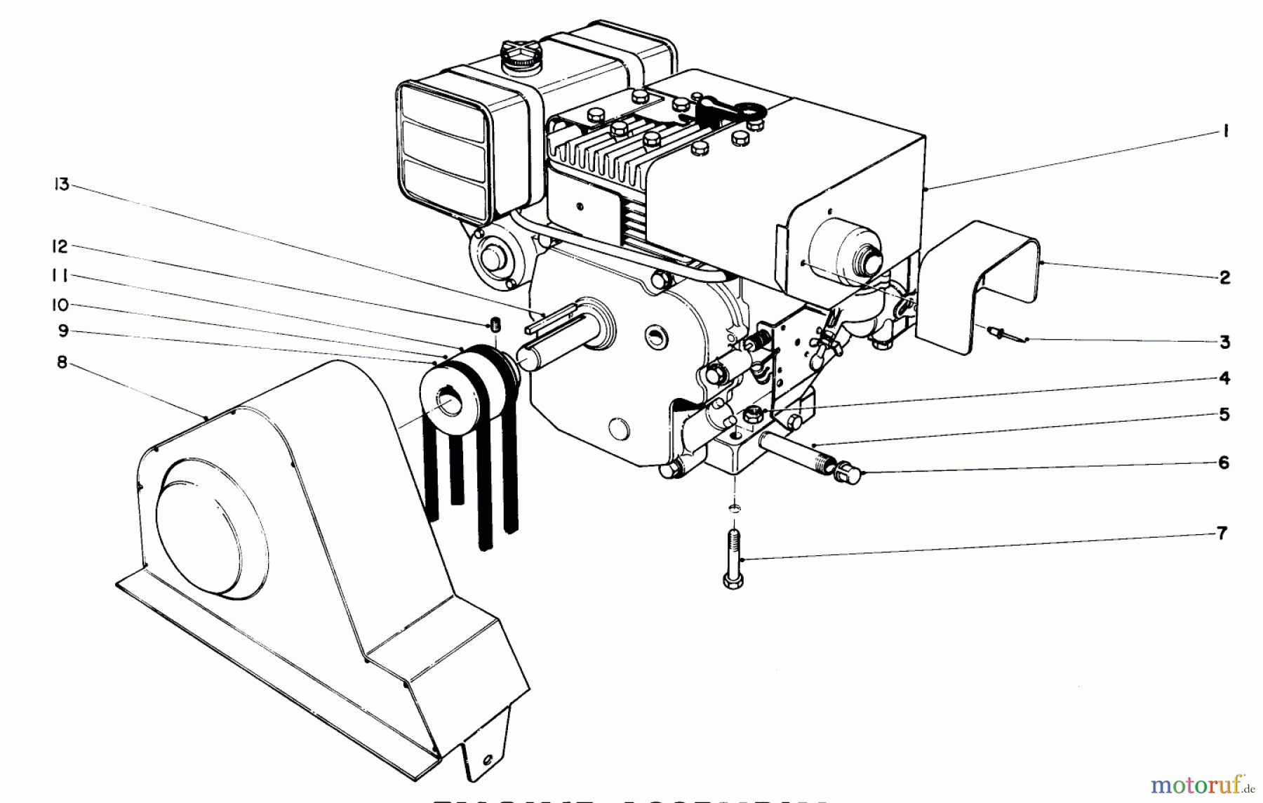 Toro Neu Snow Blowers/Snow Throwers Seite 1 31655 (732) - Toro 732 Snowthrower, 1970 (0000001-0999999) ENGINE ASSEMBLY