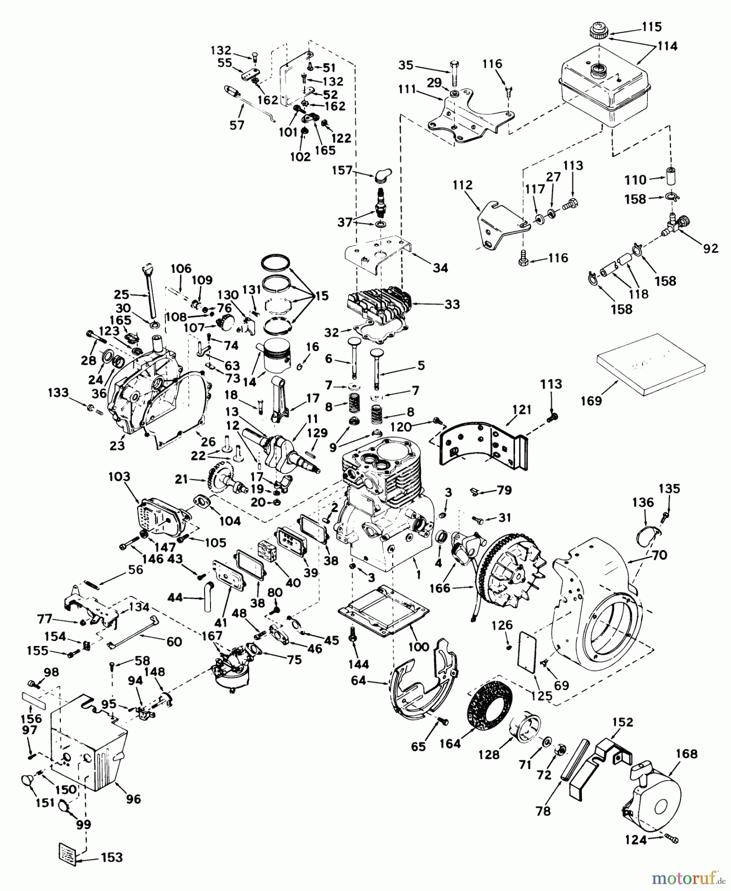 Toro Neu Snow Blowers/Snow Throwers Seite 1 31624 (524) - Toro 524 Snowthrower, 1974 (4000001-4999999) ENGINE, TECUMSEH MODEL NO. H50-65279J (5 H.P. SNOWTHROWER MODEL NO. 31624)