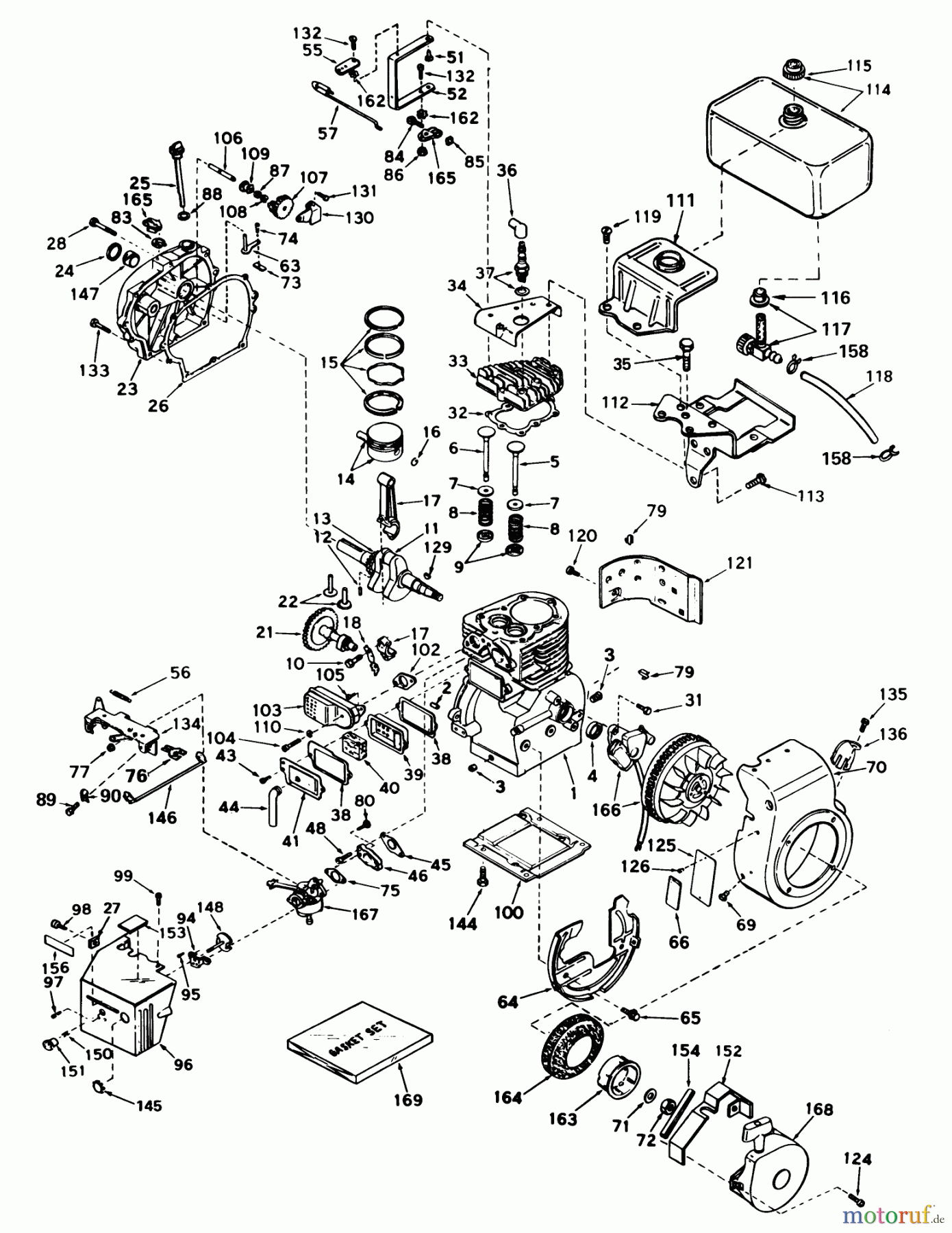 Toro Neu Snow Blowers/Snow Throwers Seite 1 31677 (724) - Toro 724 Snowthrower, 1974 (4000001-4999999) ENGINE, TECUMSEH MODEL NO. H70-130176A (7H.P. SNOWTHROWER MODEL NO. 31677)