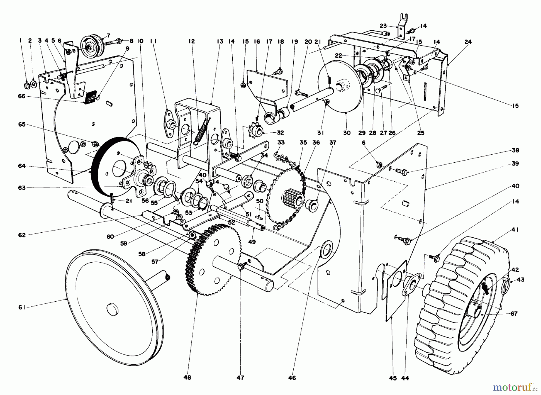 Toro Neu Snow Blowers/Snow Throwers Seite 1 31624 (524) - Toro 524 Snowthrower, 1974 (4000001-4999999) TRACTION ASSEMBLY