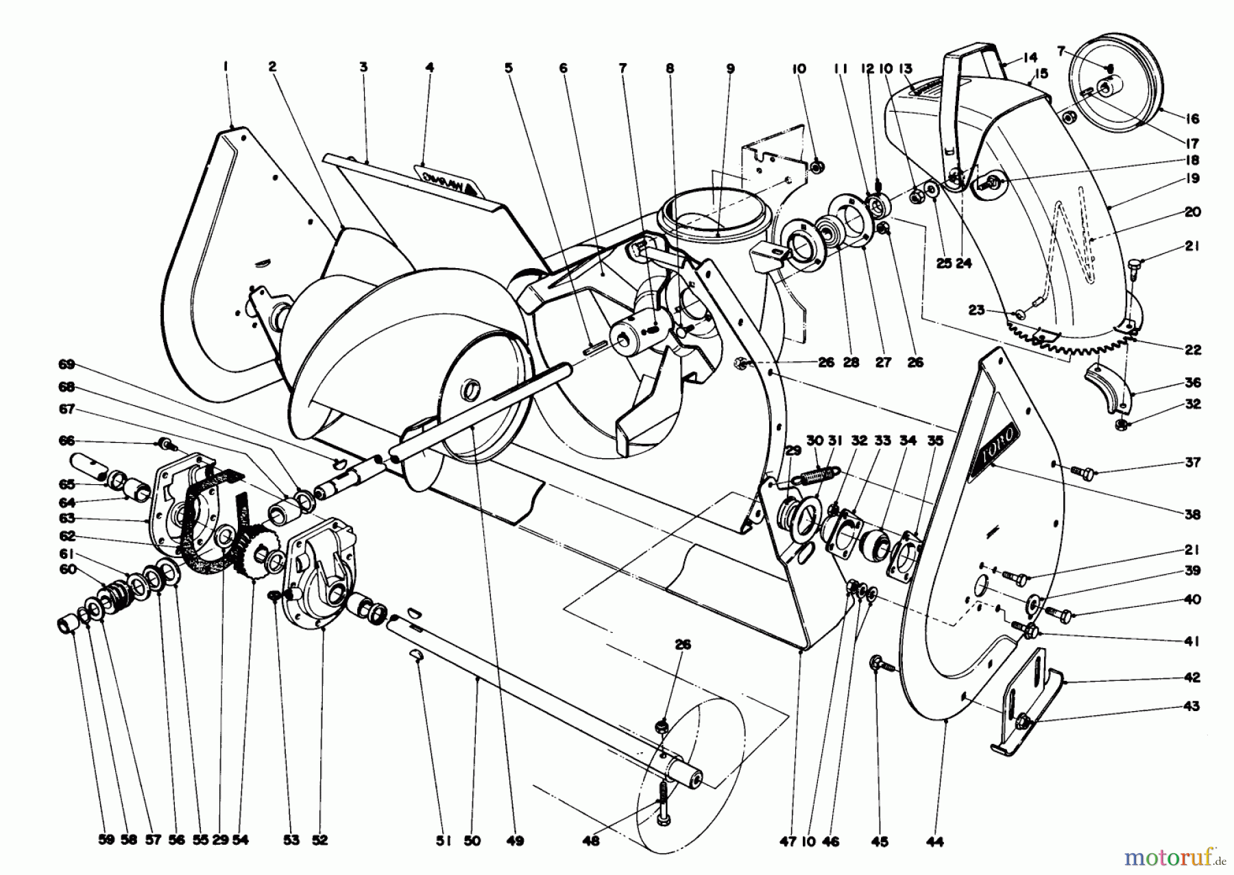 Toro Neu Snow Blowers/Snow Throwers Seite 1 31677 (724) - Toro 724 Snowthrower, 1975 (5000001-5999999) AUGER ASSAMBLY