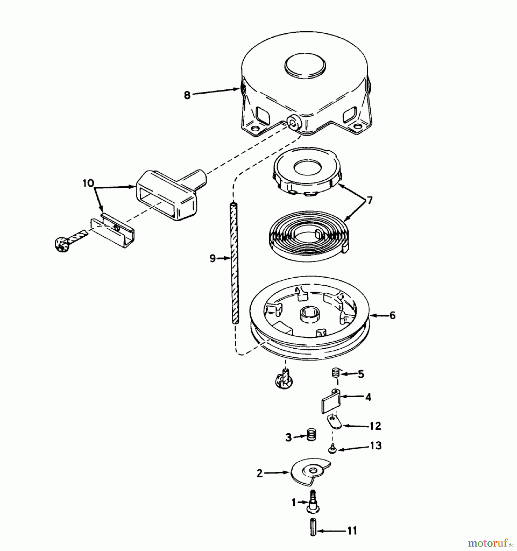 Toro Neu Snow Blowers/Snow Throwers Seite 1 31677 (724) - Toro 724 Snowthrower, 1975 (5000001-5999999) REWIND STARTER NO. 590473 (5 & 7 H.P. SNOWTHROWER MODEL NOS. 31625 AND 31677)