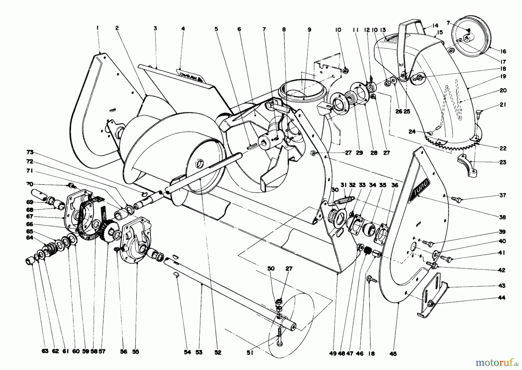  Toro Neu Snow Blowers/Snow Throwers Seite 1 31625 (524) - Toro 524 Snowthrower, 1976 (6000001-6999999) AUGER ASSEMBLY