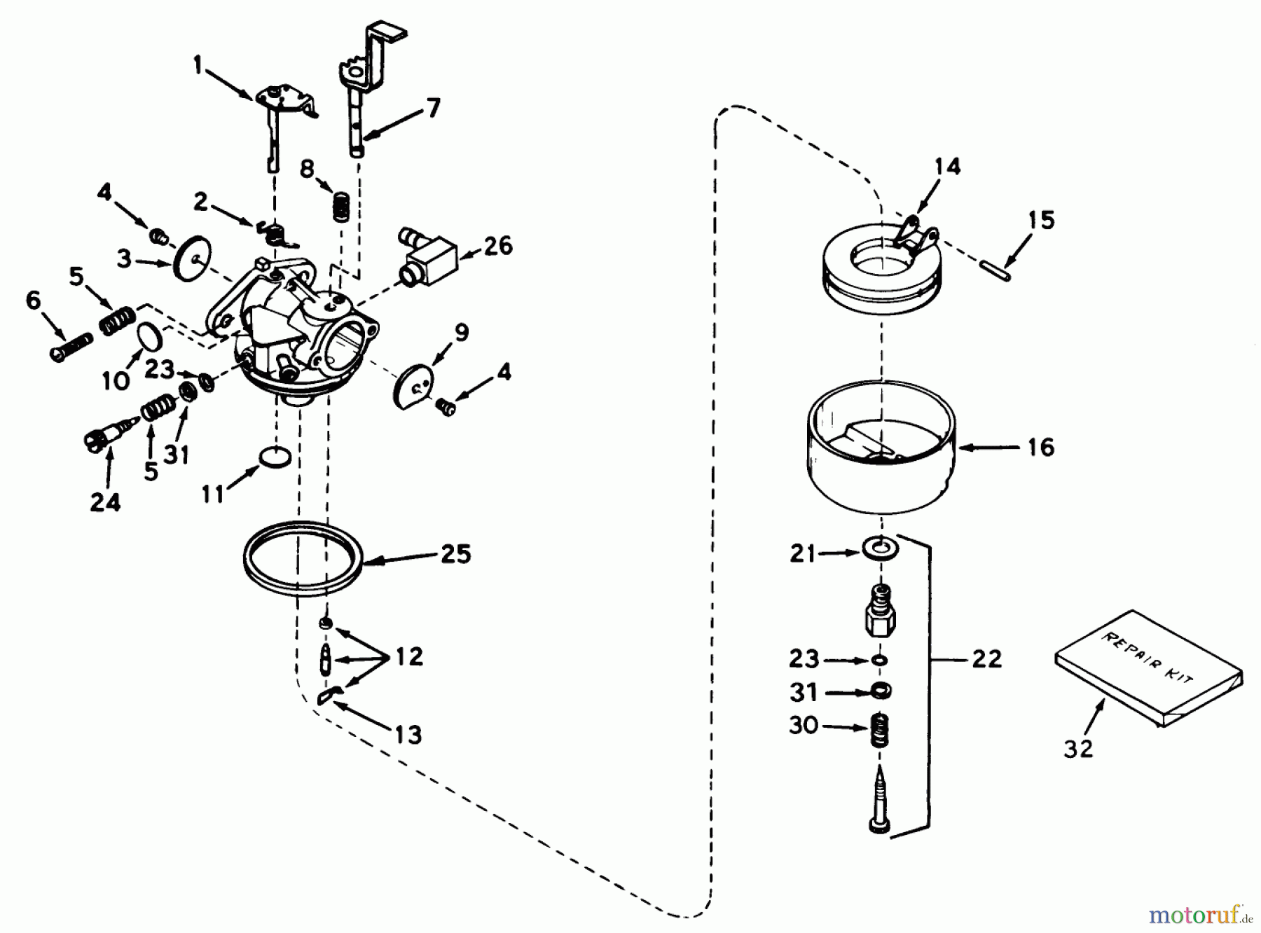Toro Neu Snow Blowers/Snow Throwers Seite 1 31625 (524) - Toro 524 Snowthrower, 1976 (6000001-6999999) CARBURETOR NO. 631916