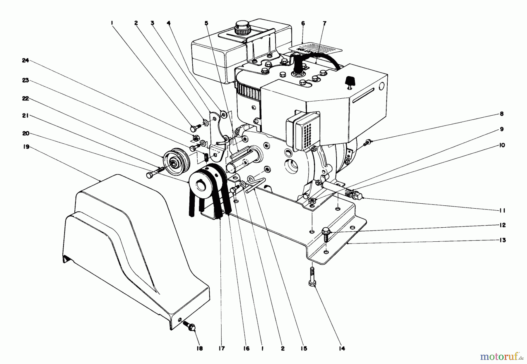 Toro Neu Snow Blowers/Snow Throwers Seite 1 31625 (524) - Toro 524 Snowthrower, 1976 (6000001-6999999) ENGINE ASSEMBLY (MODEL NO.31677)