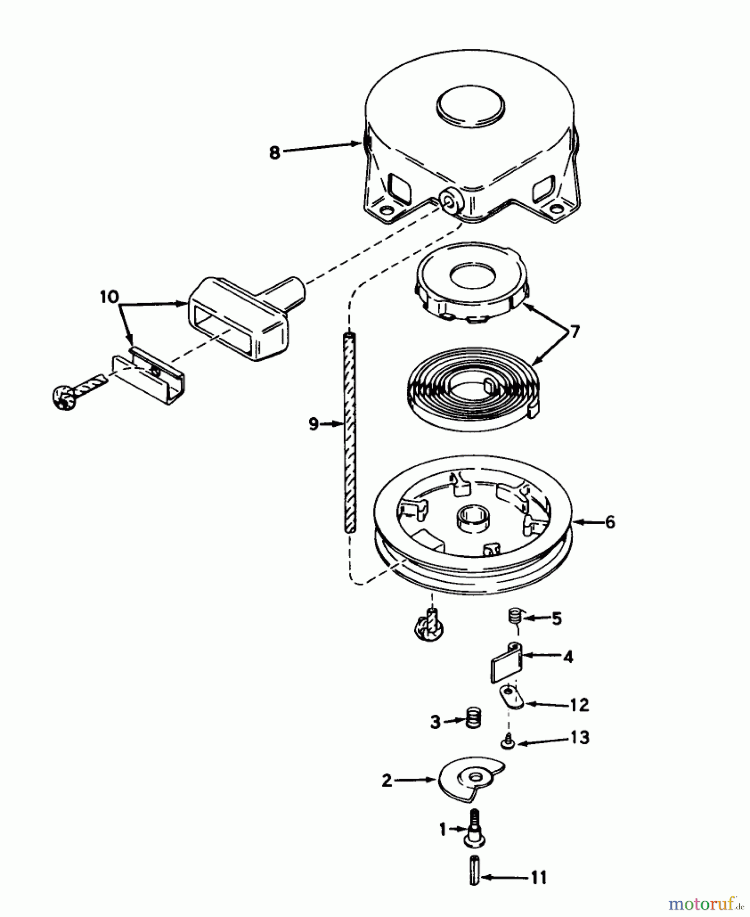  Toro Neu Snow Blowers/Snow Throwers Seite 1 31625 (524) - Toro 524 Snowthrower, 1976 (6000001-6999999) REWIND STARTER NO. 590473 (5 AND 7 H.P. SNOWTHROWER MODEL NOS. 31625 AND 31677)
