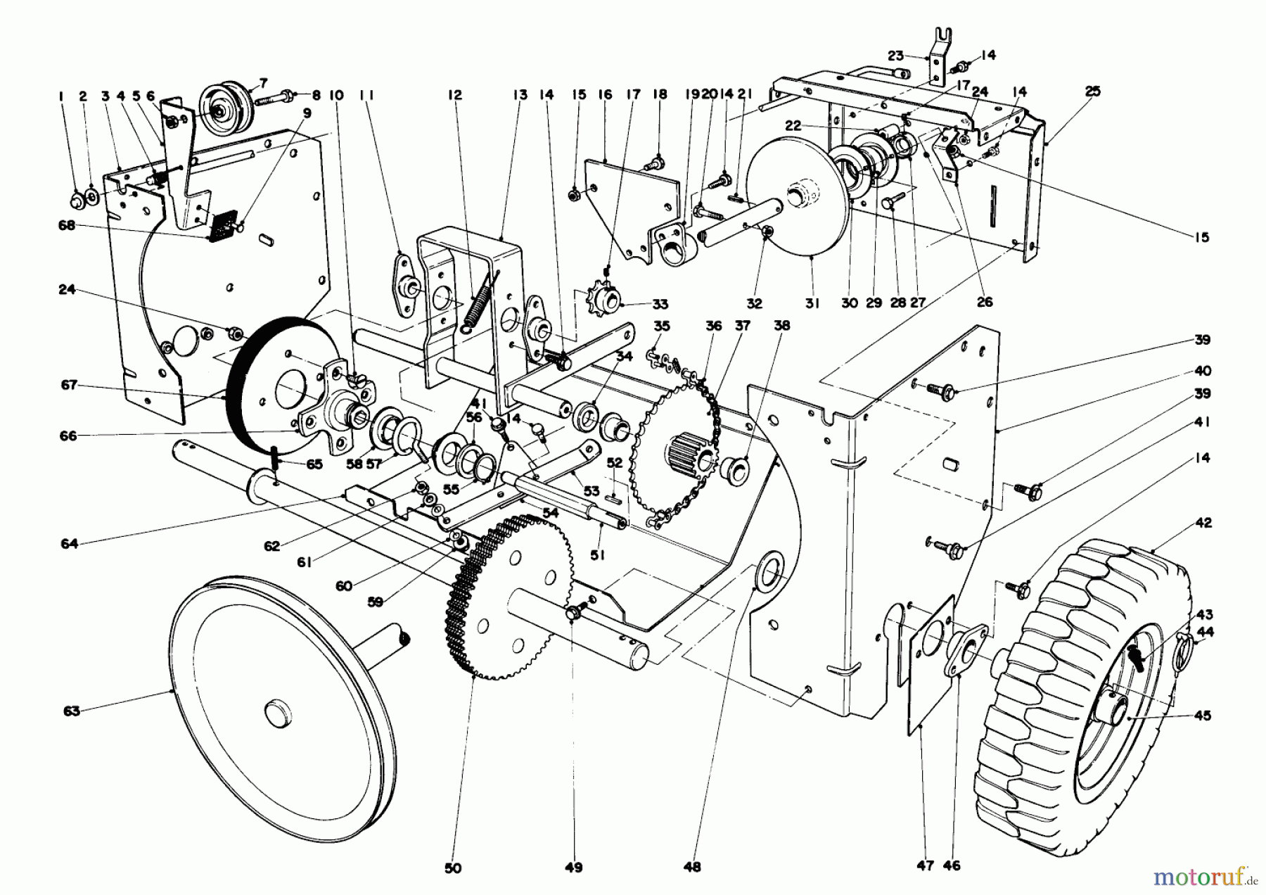 Toro Neu Snow Blowers/Snow Throwers Seite 1 31625 (524) - Toro 524 Snowthrower, 1976 (6000001-6999999) TRACTION ASSEMBLY