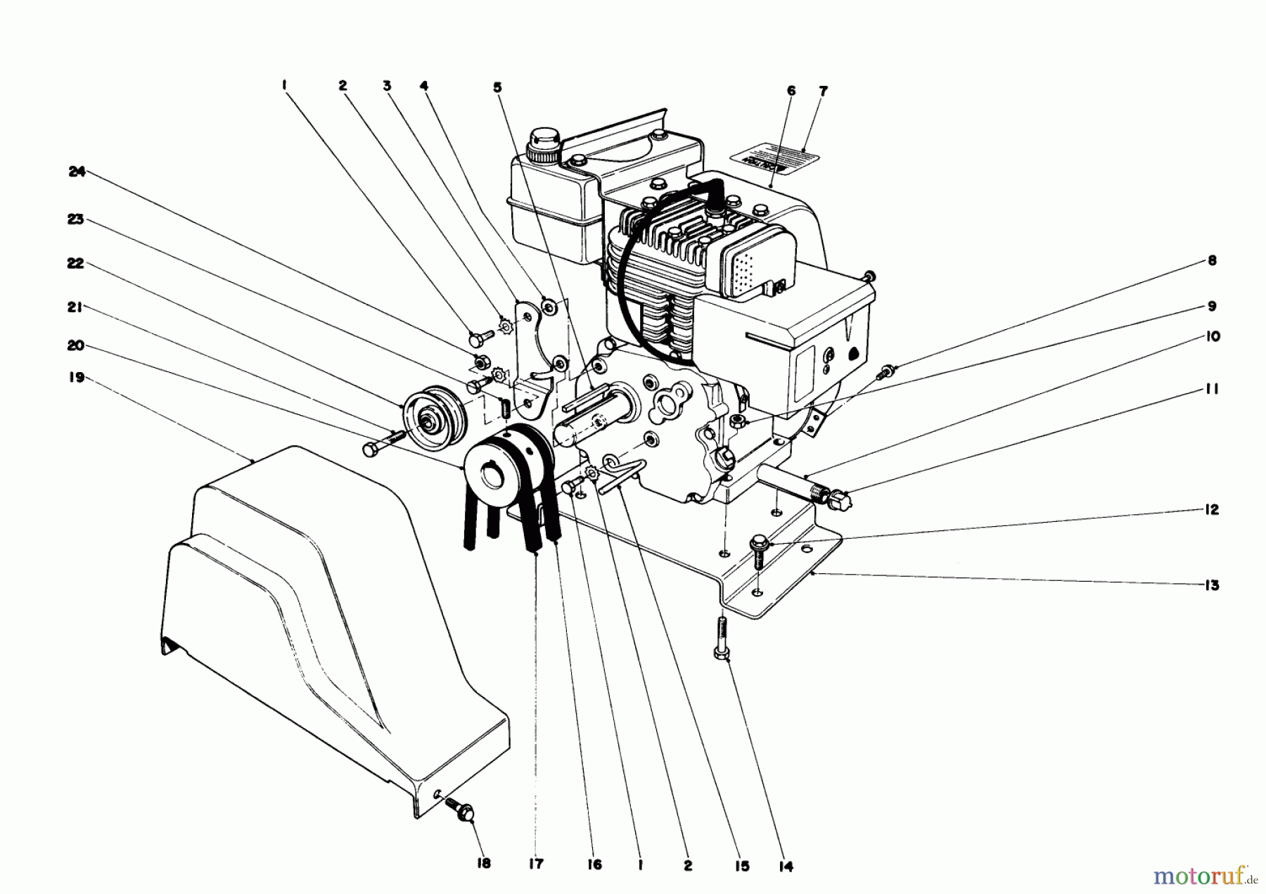 Toro Neu Snow Blowers/Snow Throwers Seite 1 31625 (524) - Toro 524 Snowthrower, 1977 (7000001-7999999) ENGINE ASSEMBLY (MODEL NO. 31625)