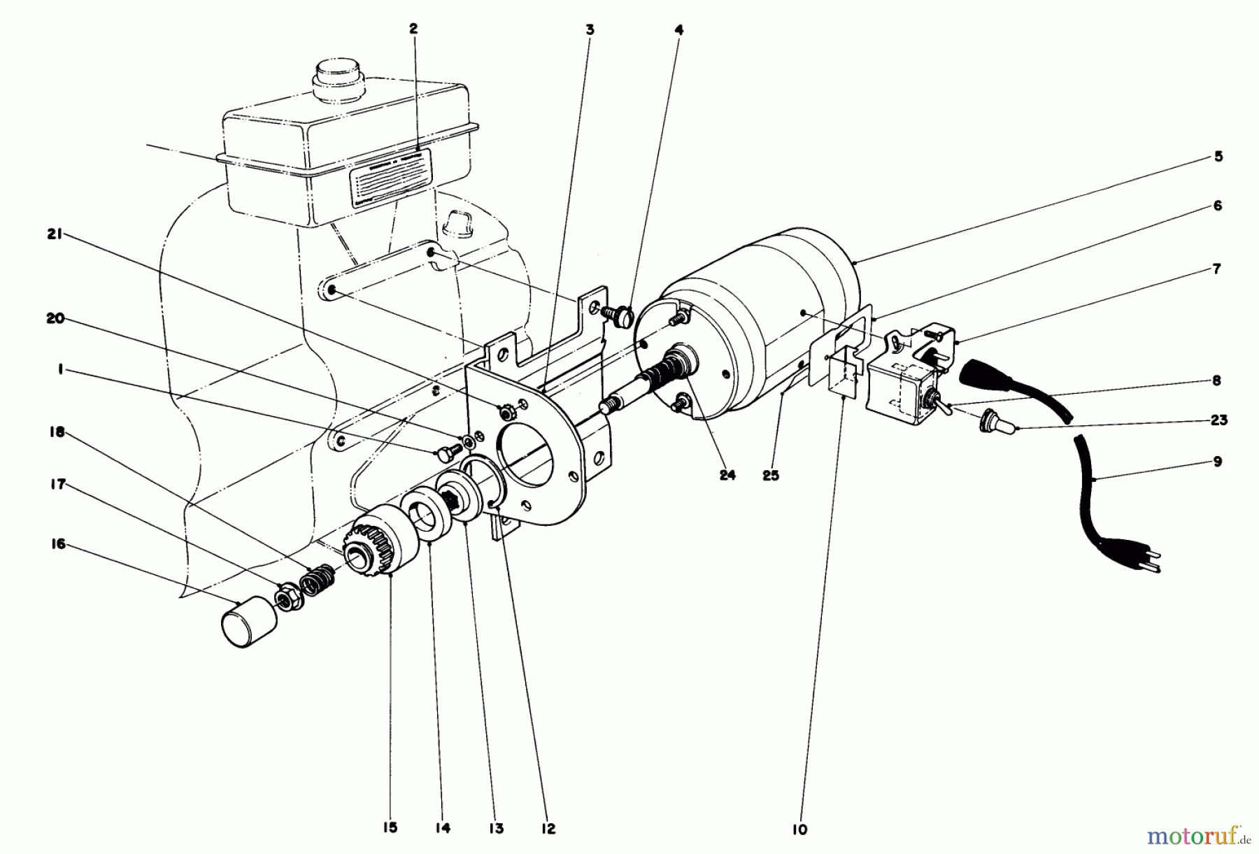 Toro Neu Snow Blowers/Snow Throwers Seite 1 31677 (724) - Toro 724 Snowthrower, 1977 (7000001-7999999) STARTER MOTOR KIT-MODEL 23-4410 (FOR SNOWTHROWERS MODEL NO. 31677)