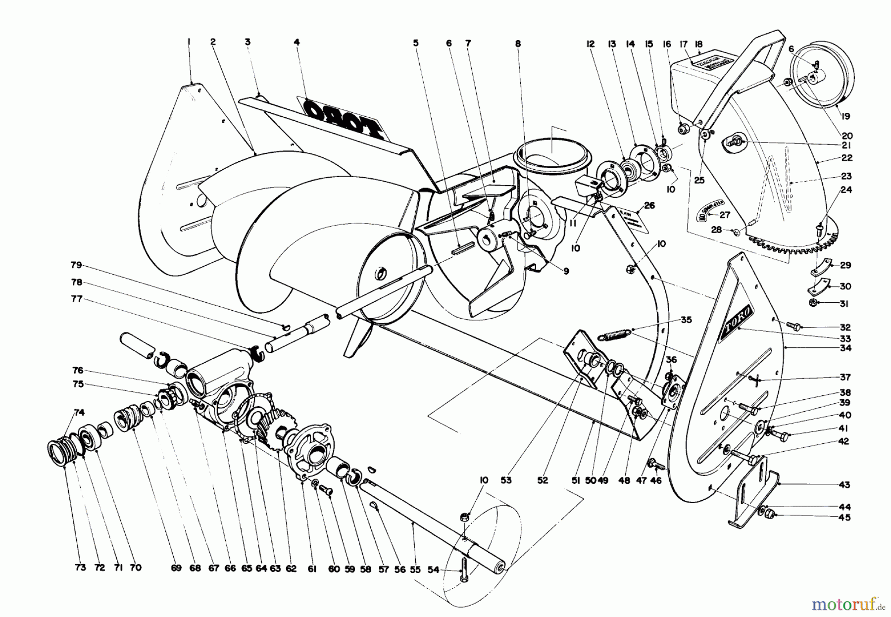 Toro Neu Snow Blowers/Snow Throwers Seite 1 31660 (526) - Toro 526 Snowthrower, 1972 (2000001-2999999) AUGER ASSEMBLY
