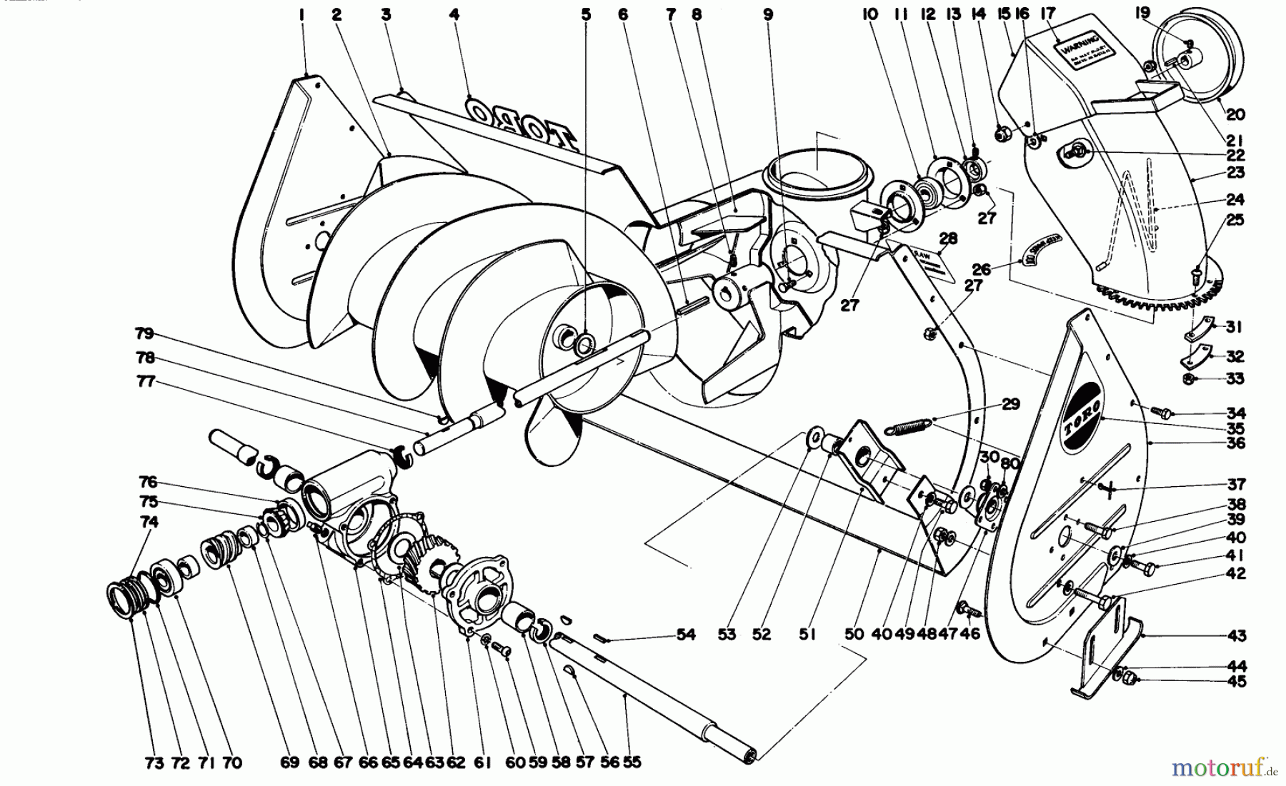 Toro Neu Snow Blowers/Snow Throwers Seite 1 31832 (832) - Toro 832 Snowthrower, 1971 (1000001-1999999) AUGER ASSEMBLY