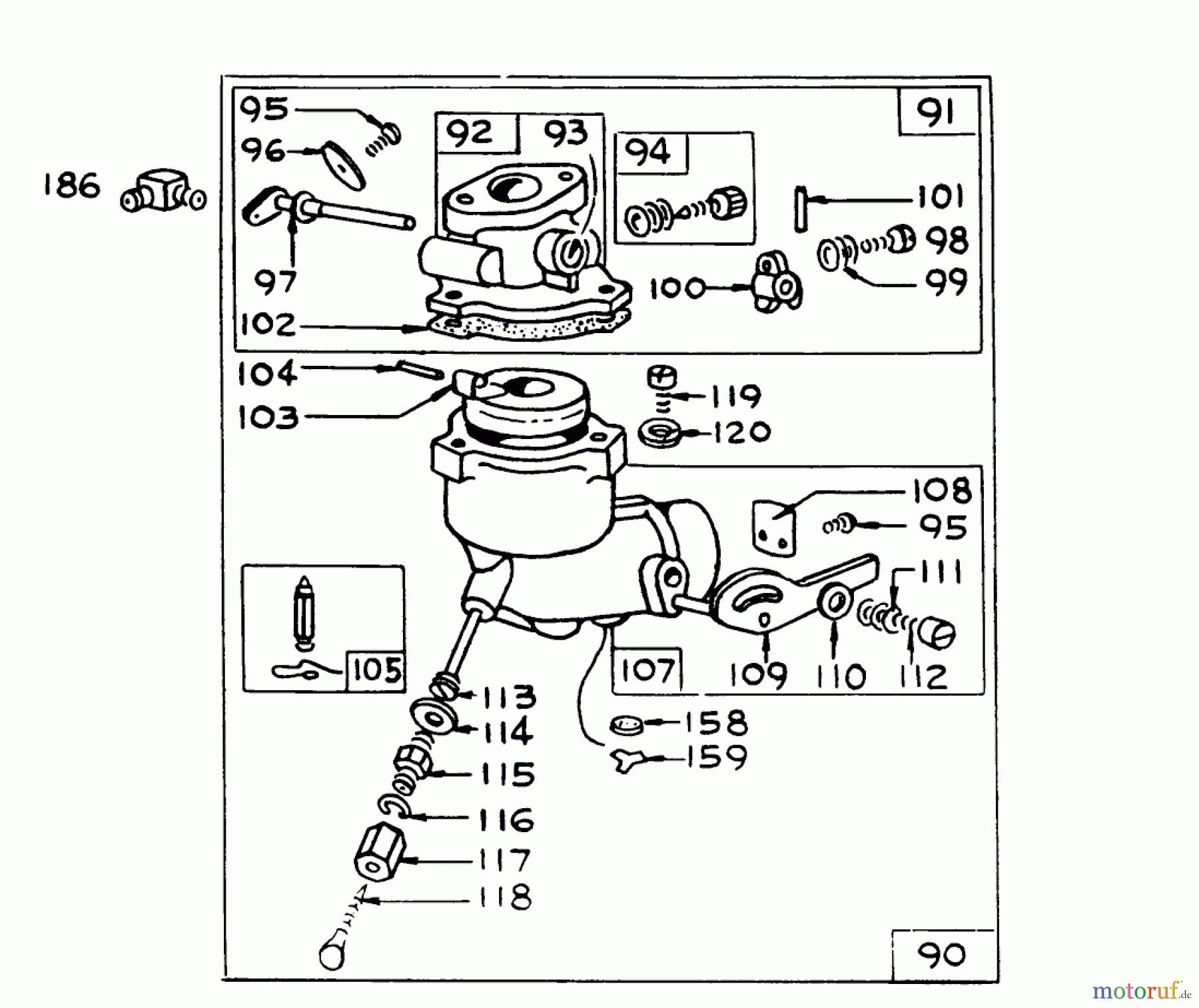 Toro Neu Snow Blowers/Snow Throwers Seite 1 31727 (726) - Toro 726 Snowthrower, 1971 (1000001-1999999) CARBURETOR FOR ENGINE MODEL 170402, TYPE 0720-01 SNOWTHROWER MODEL NO. 31727