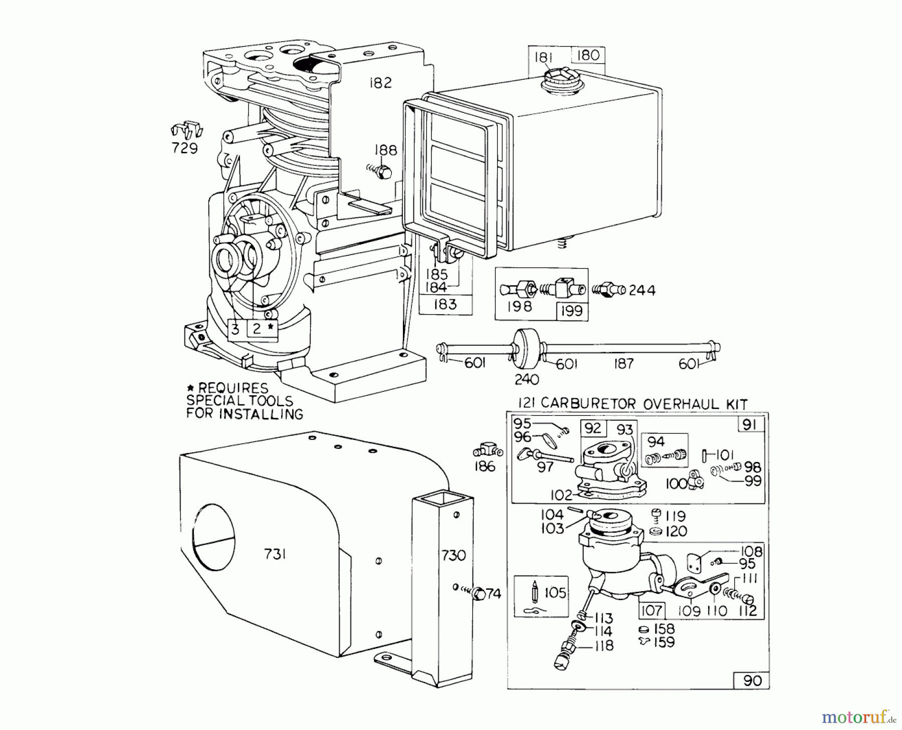 Toro Neu Snow Blowers/Snow Throwers Seite 1 31756 (726) - Toro 726 Snowthrower, 1973 (3000001-3999999) CARBURETOR ASSEMBLY #2