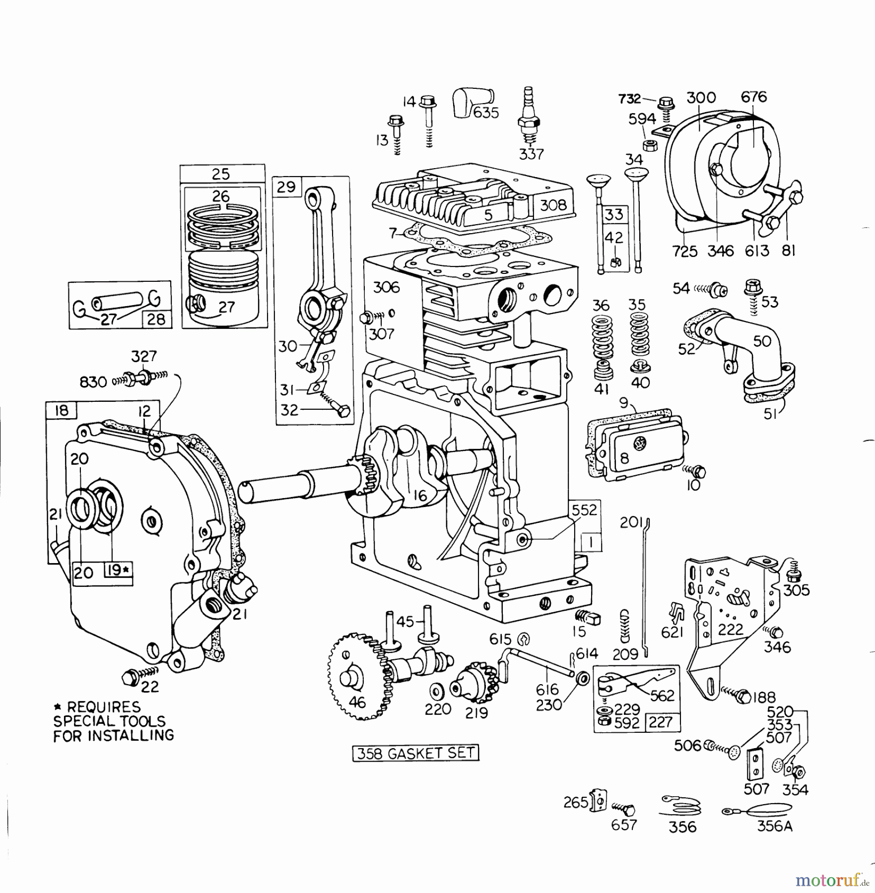 Toro Neu Snow Blowers/Snow Throwers Seite 1 31763 (726) - Toro 726 Snowthrower, 1973 (3000001-3999999) ENGINE MODEL NO. 190402 TYPE 0755