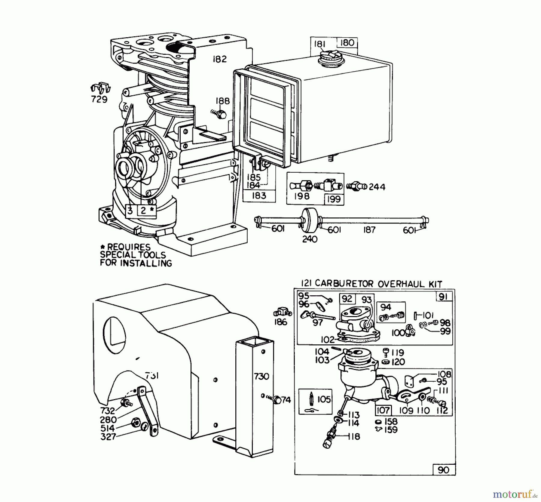 Toro Neu Snow Blowers/Snow Throwers Seite 1 31823 (832) - Toro 832 Snowthrower, 1975 (5000001-5999999) CARBURETOR ASSEMBLY