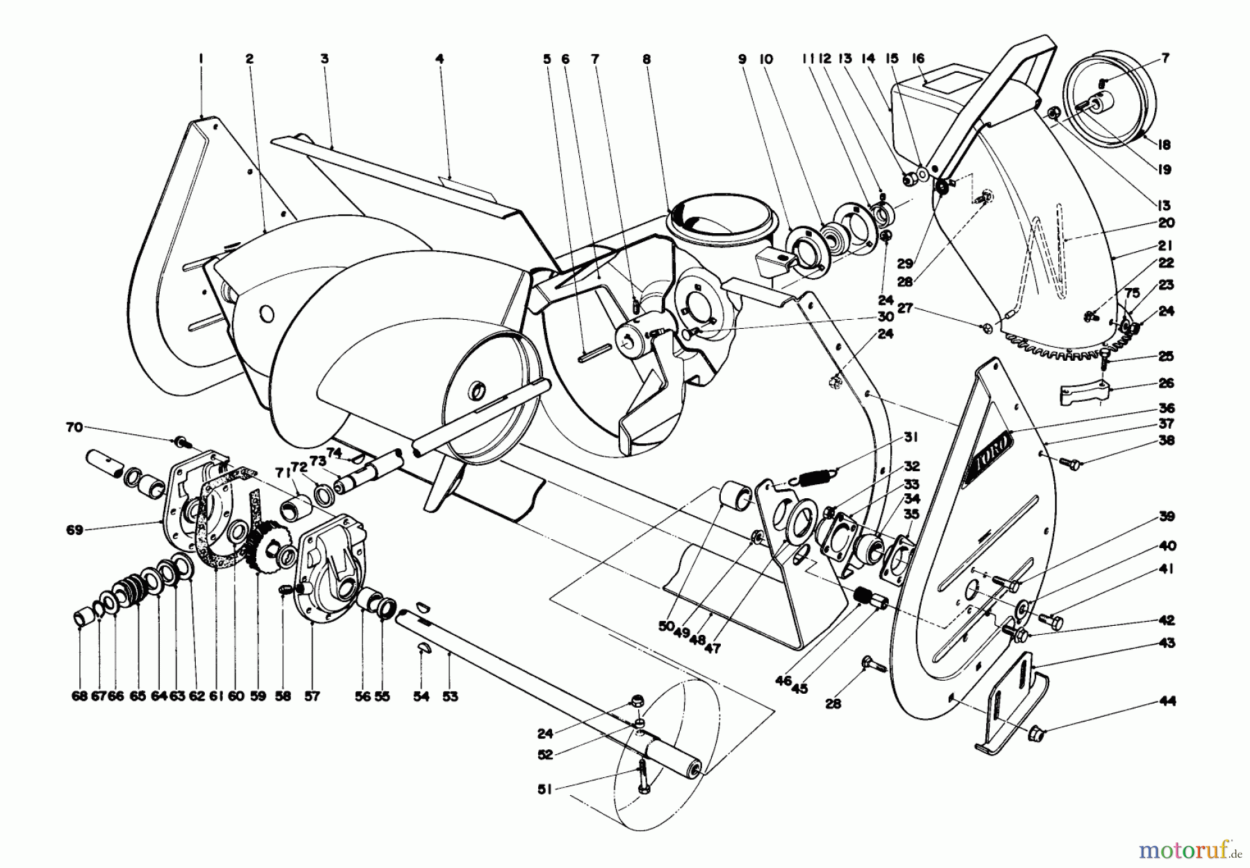 Toro Neu Snow Blowers/Snow Throwers Seite 1 31763 (826) - Toro 826 Snowthrower, 1976 (6000001-6999999) AUGER ASSEMBLY (MODEL 31763)