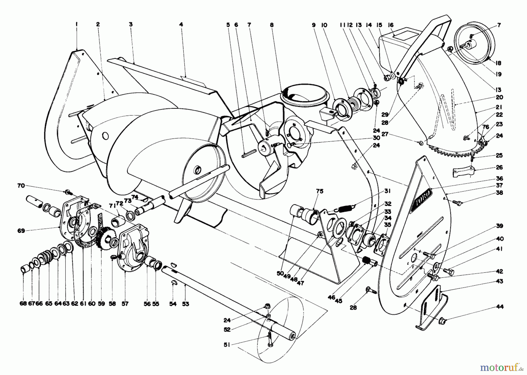  Toro Neu Snow Blowers/Snow Throwers Seite 1 31823 (832) - Toro 832 Snowthrower, 1976 (6000001-6999999) AUGER ASSEMBLY (MODEL NO. 31823)