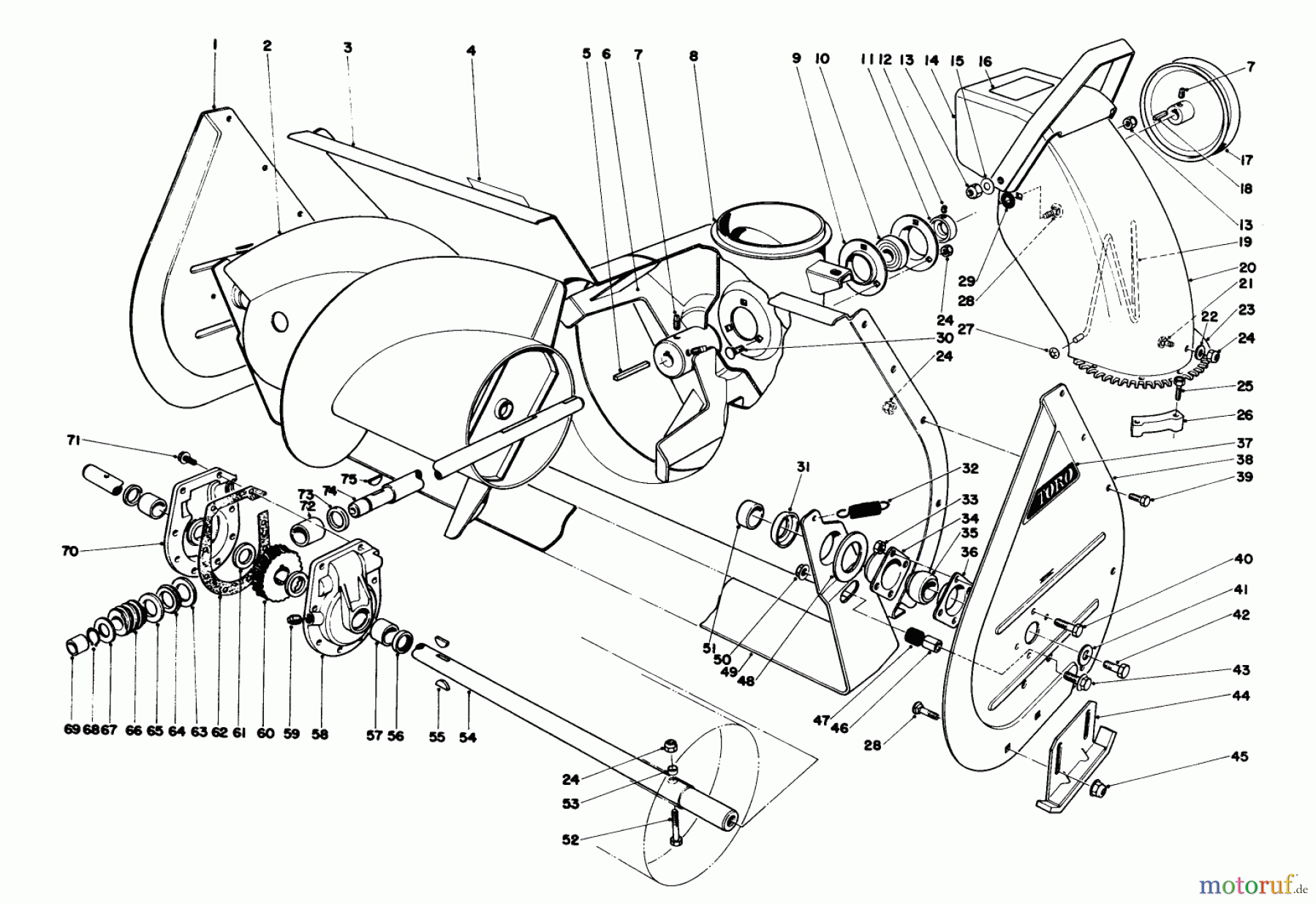  Toro Neu Snow Blowers/Snow Throwers Seite 1 31823 (832) - Toro 832 Snowthrower, 1977 (7000001-7999999) AUGER ASSEMBLY