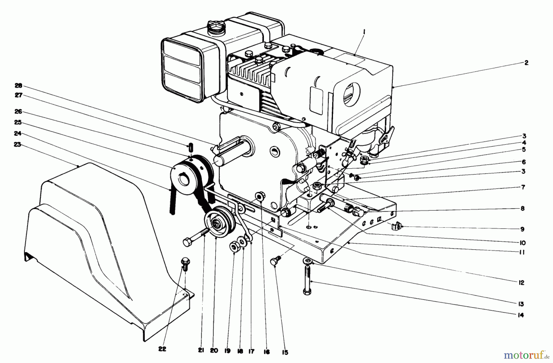  Toro Neu Snow Blowers/Snow Throwers Seite 1 31823 (832) - Toro 832 Snowthrower, 1977 (7000001-7999999) ENGINE ASSEMBLY