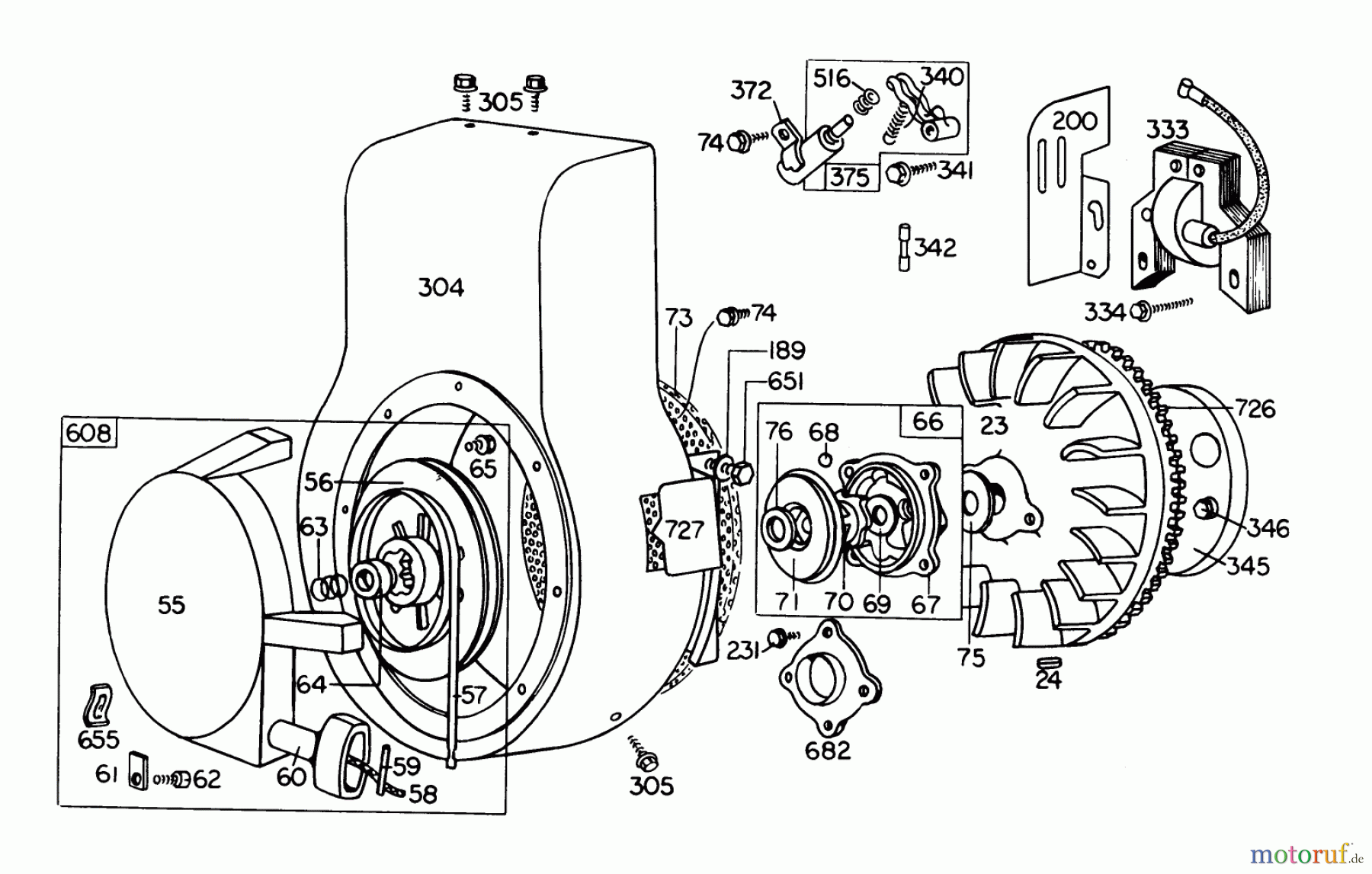 Toro Neu Snow Blowers/Snow Throwers Seite 1 31763 (826) - Toro 826 Snowthrower, 1977 (7000001-7999999) REWIND STARTER ASSEMBLY