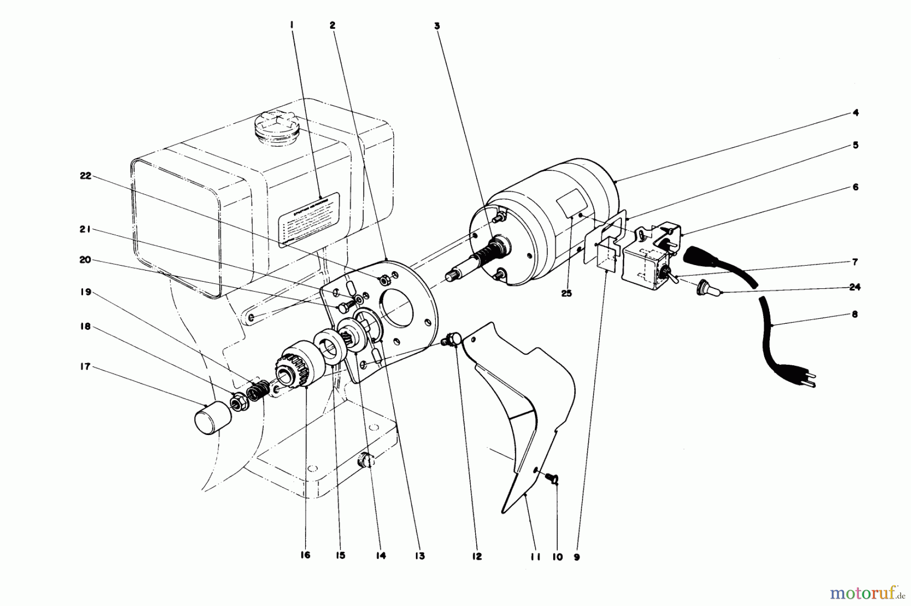 Toro Neu Snow Blowers/Snow Throwers Seite 1 31823 (832) - Toro 832 Snowthrower, 1977 (7000001-7999999) STARTER MOTOR KIT - MODEL 23-4420 (FOR SNOWTHROWERS MODEL NO. 31763 & 31823)