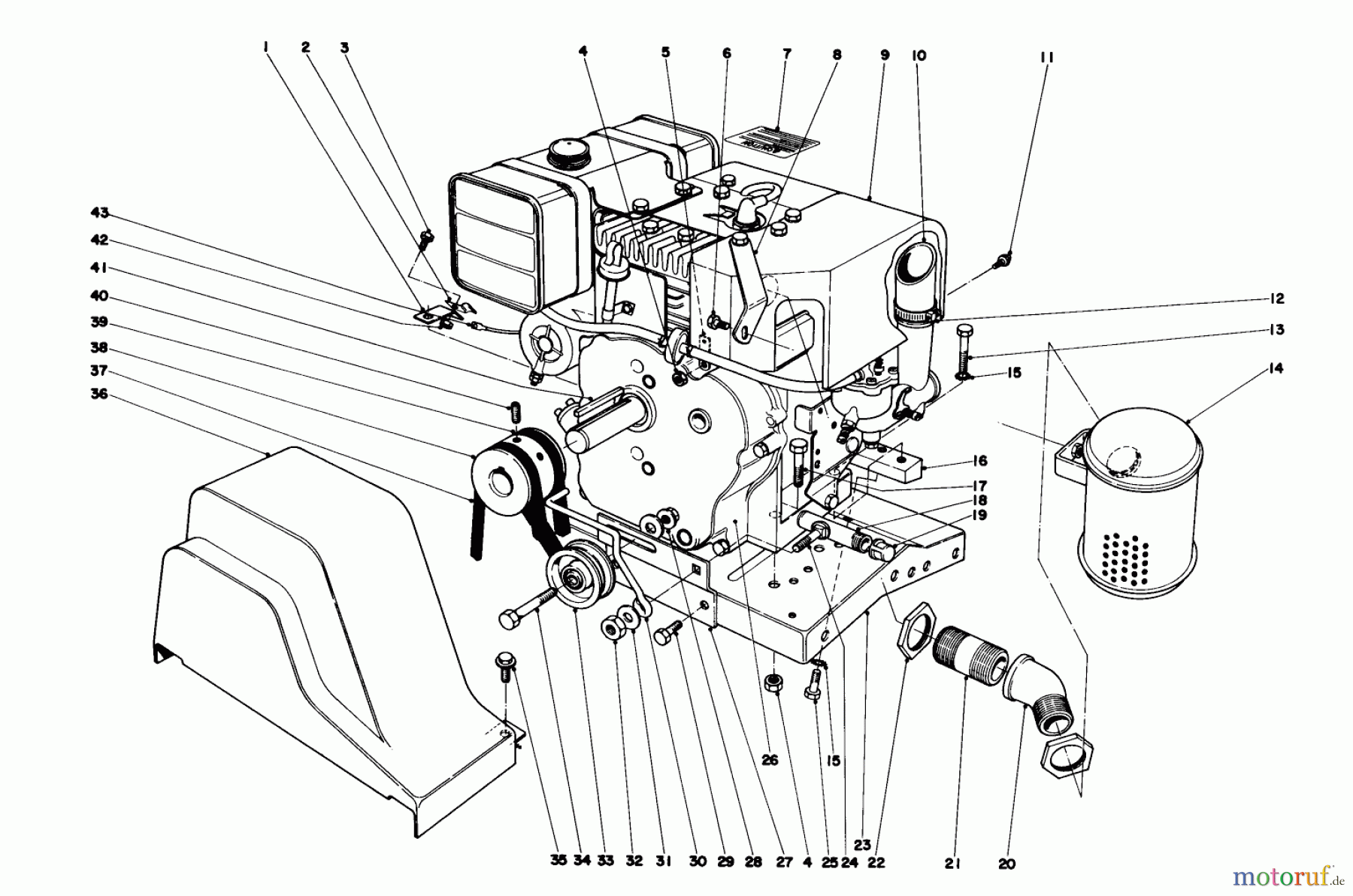  Toro Neu Snow Blowers/Snow Throwers Seite 1 31995 (1032) - Toro 1032 Snowthrower, 1975 (5000001-5999999) ENGINE ASSEMBLY