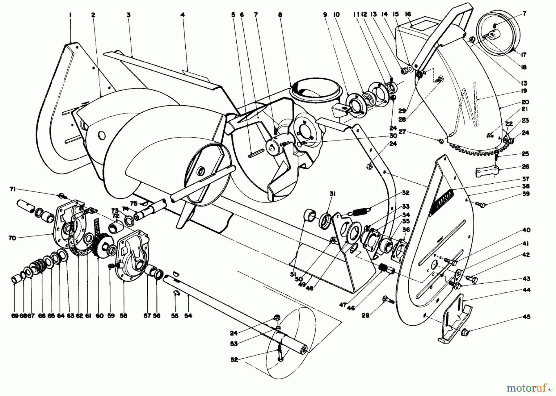 Toro Neu Snow Blowers/Snow Throwers Seite 1 31995 (1032) - Toro 1032 Snowthrower, 1977 (7000001-7999999) AUGER ASSEMBLY