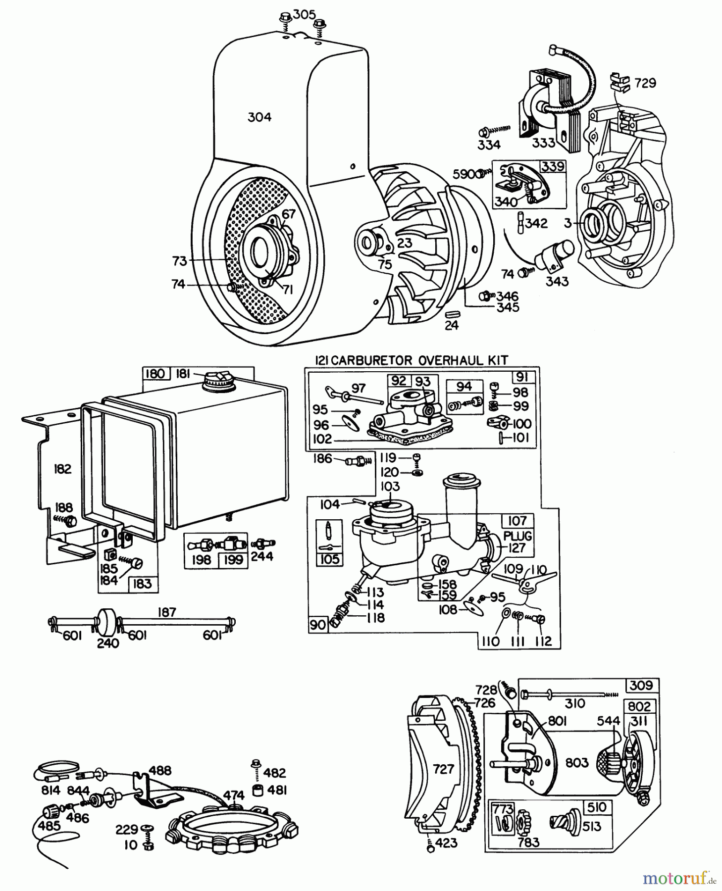 Toro Neu Snow Blowers/Snow Throwers Seite 1 31995 (1032) - Toro 1032 Snowthrower, 1977 (7000001-7999999) ENGINE BRIGGS & STRATTON MODEL NO. 251417 TYPE NO. 0173-01 #2