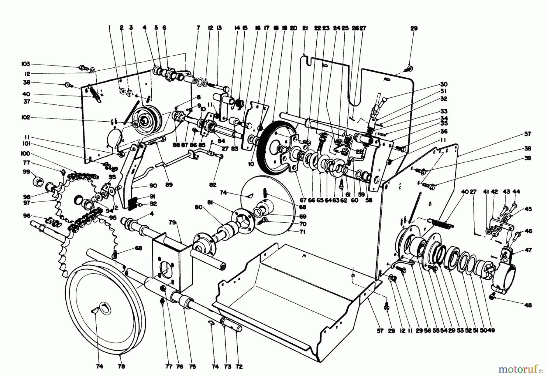 Toro Neu Snow Blowers/Snow Throwers Seite 1 31995 (1032) - Toro 1032 Snowthrower, 1977 (7000001-7999999) TRACTION ASSEMBLY