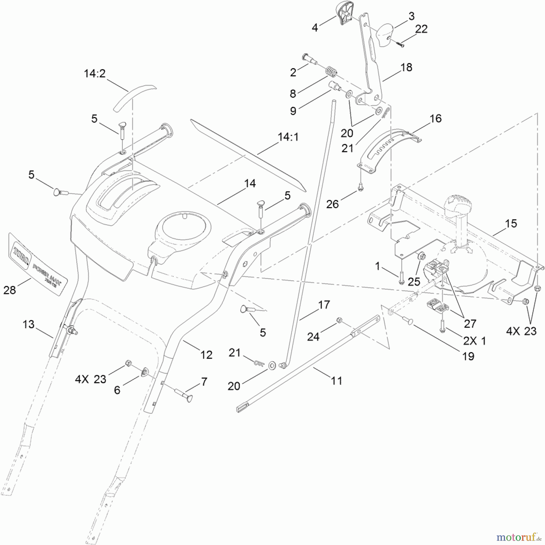 Toro Neu Snow Blowers/Snow Throwers Seite 1 37772 - Toro Power Max 826 OE Snowthrower, 2013 (SN 313000001-313999999) HANDLE ASSEMBLY