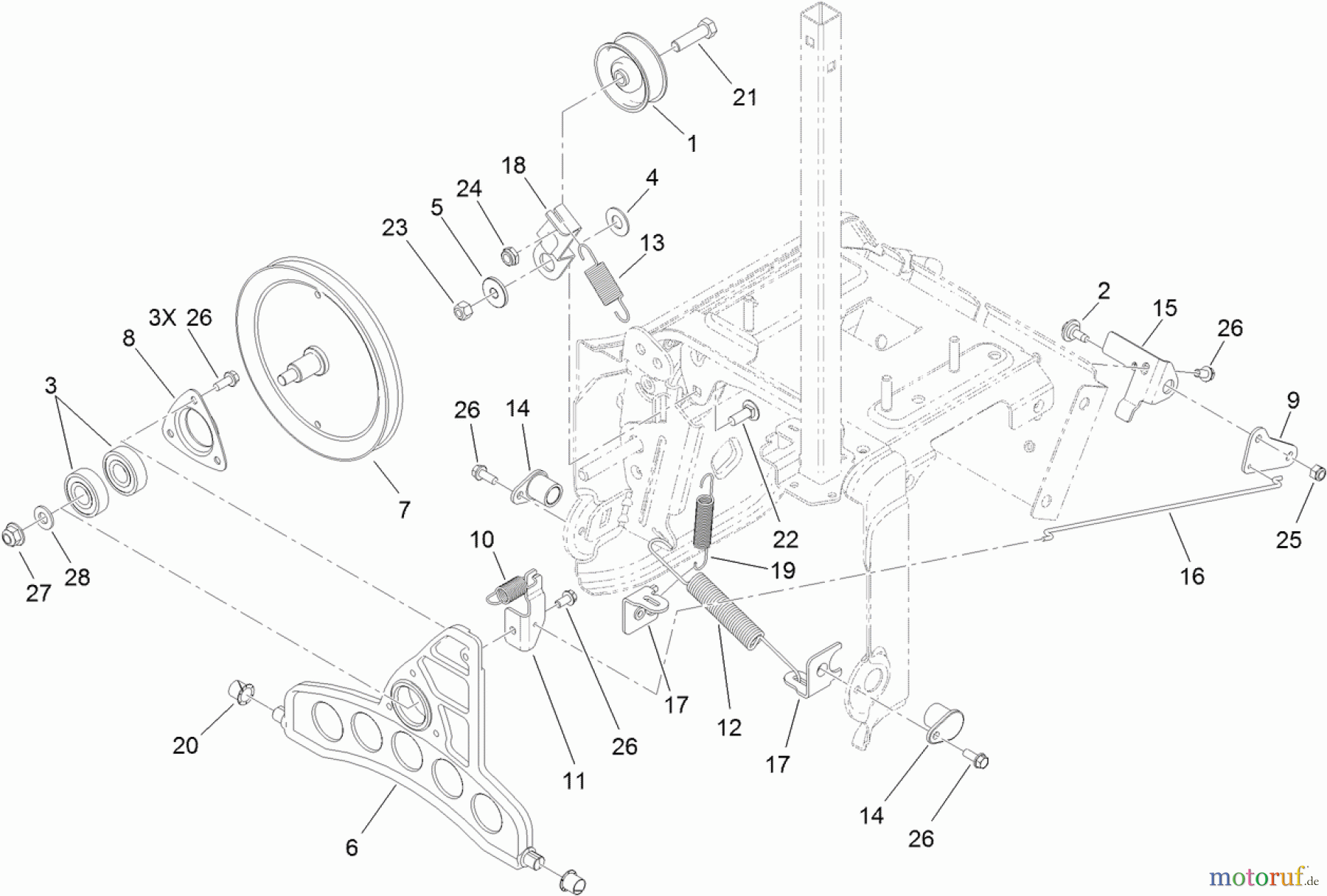  Toro Neu Snow Blowers/Snow Throwers Seite 1 37772 - Toro Power Max 826 OE Snowthrower, 2013 (SN 313000001-313999999) PULLEYS AND BELLCRANK ASSEMBLY
