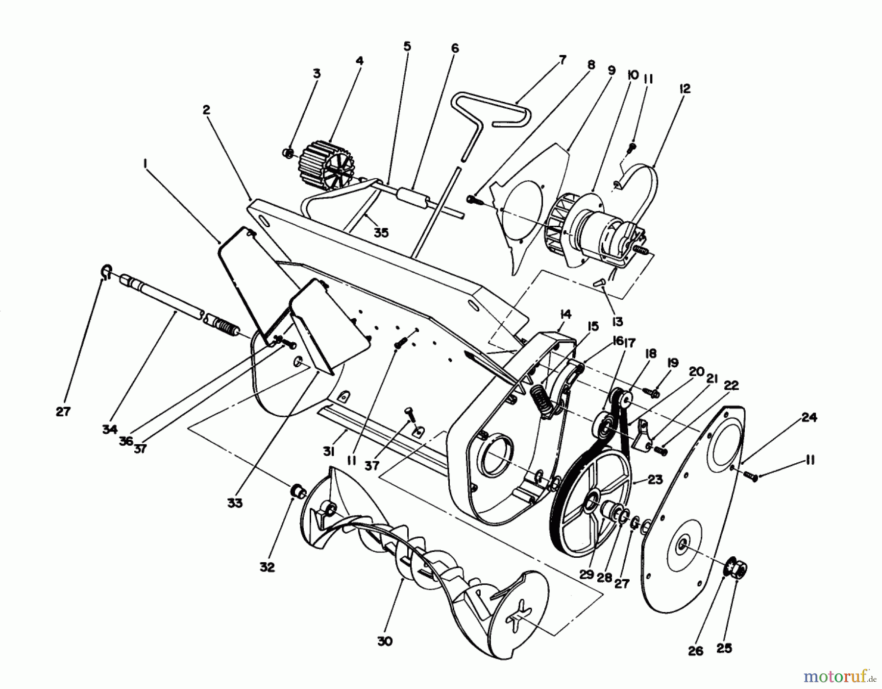 Toro Neu Snow Blowers/Snow Throwers Seite 1 38005 (1200) - Toro 1200 Power Curve Snowthrower, 1991 (1000001-1999999) HOUSING & ROTOR ASSEMBLY