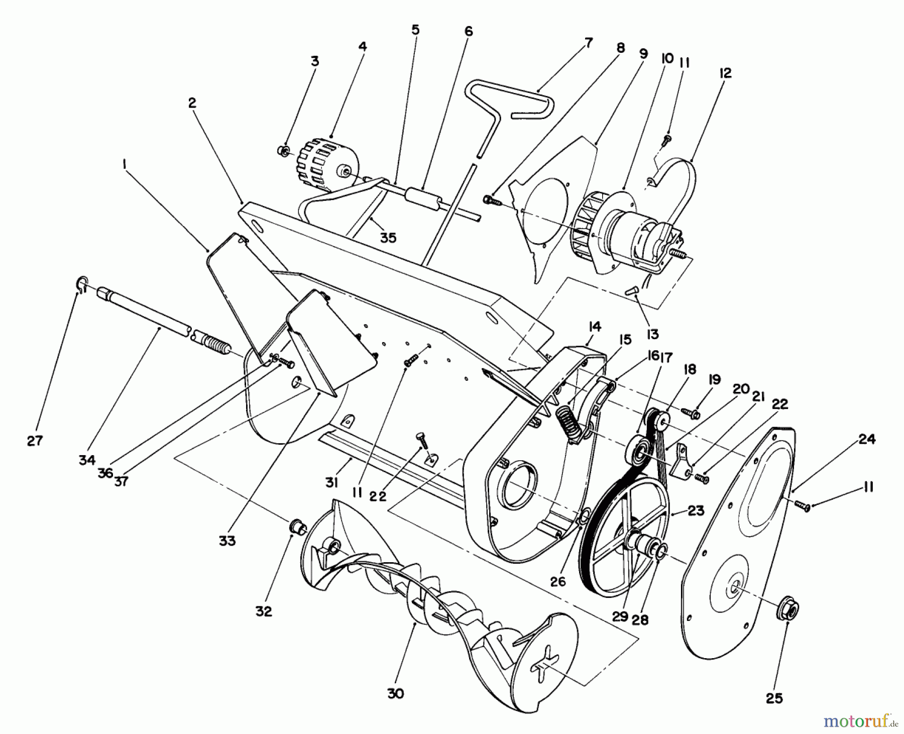 Toro Neu Snow Blowers/Snow Throwers Seite 1 38005 (1200) - Toro 1200 Power Curve Snowthrower, 1995 (5900001-5999999) HOUSING & ROTOR ASSEMBLY