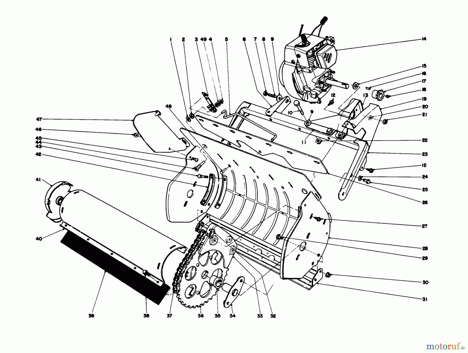 Toro Neu Snow Blowers/Snow Throwers Seite 1 38014 - Toro Snow Master 14, 1978 (8000001-8999999) LOWER MAIN FRAME
