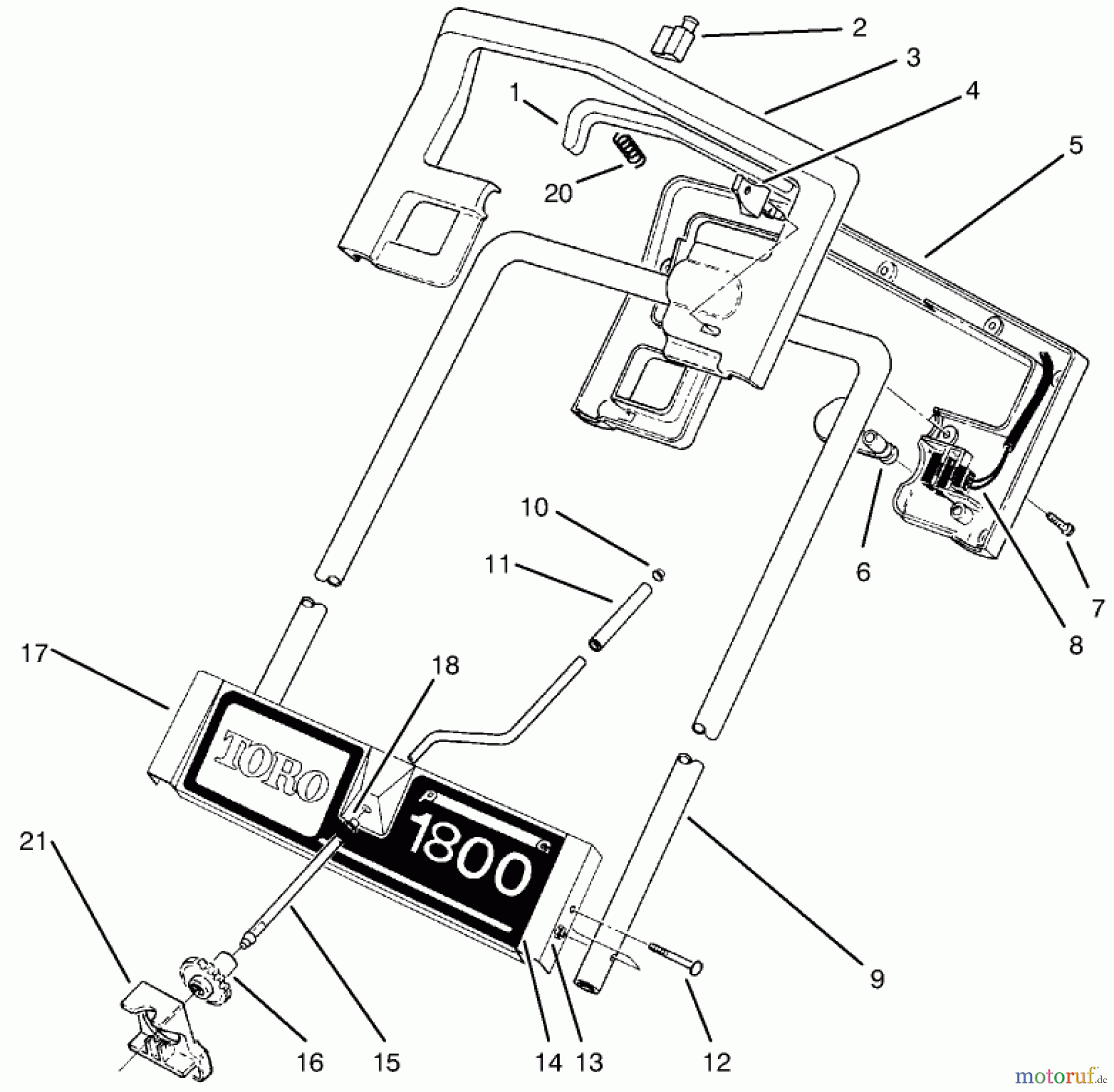 Toro Neu Snow Blowers/Snow Throwers Seite 1 38025 (1800) - Toro 1800 Power Curve Snowthrower, 2001 (210000001-210999999) HANDLE ASSEMBLY