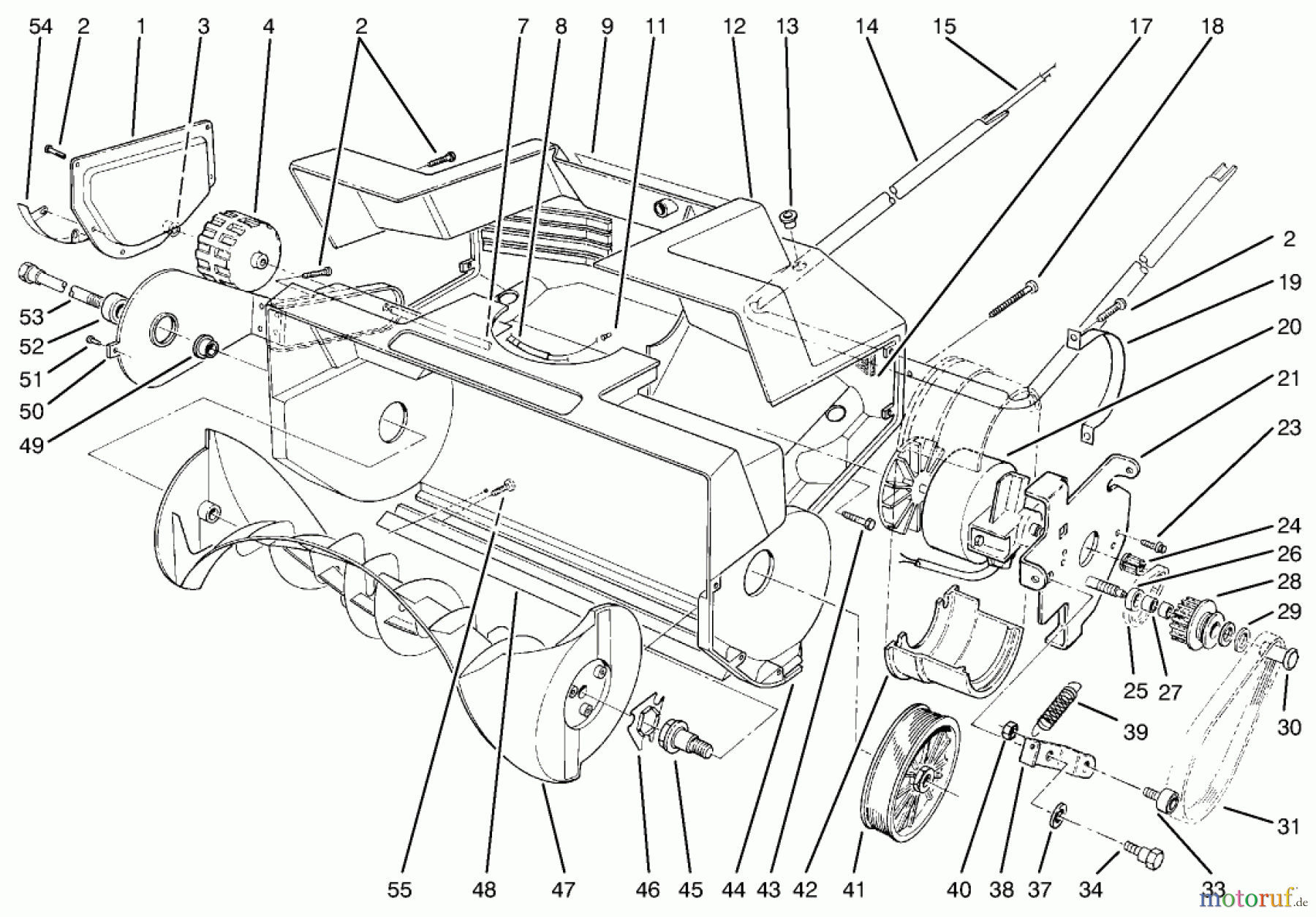 Toro Neu Snow Blowers/Snow Throwers Seite 1 38025 (1800) - Toro 1800 Power Curve Snowthrower, 2003 (230000001-230999999) HOUSING & ROTOR ASSEMBLY
